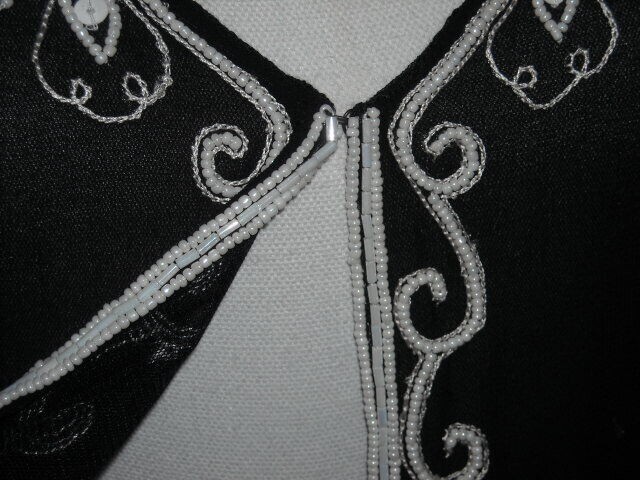 Vintage NWT Sheer Black White Beaded Long Open Top Size 4 Together (Spiegel)