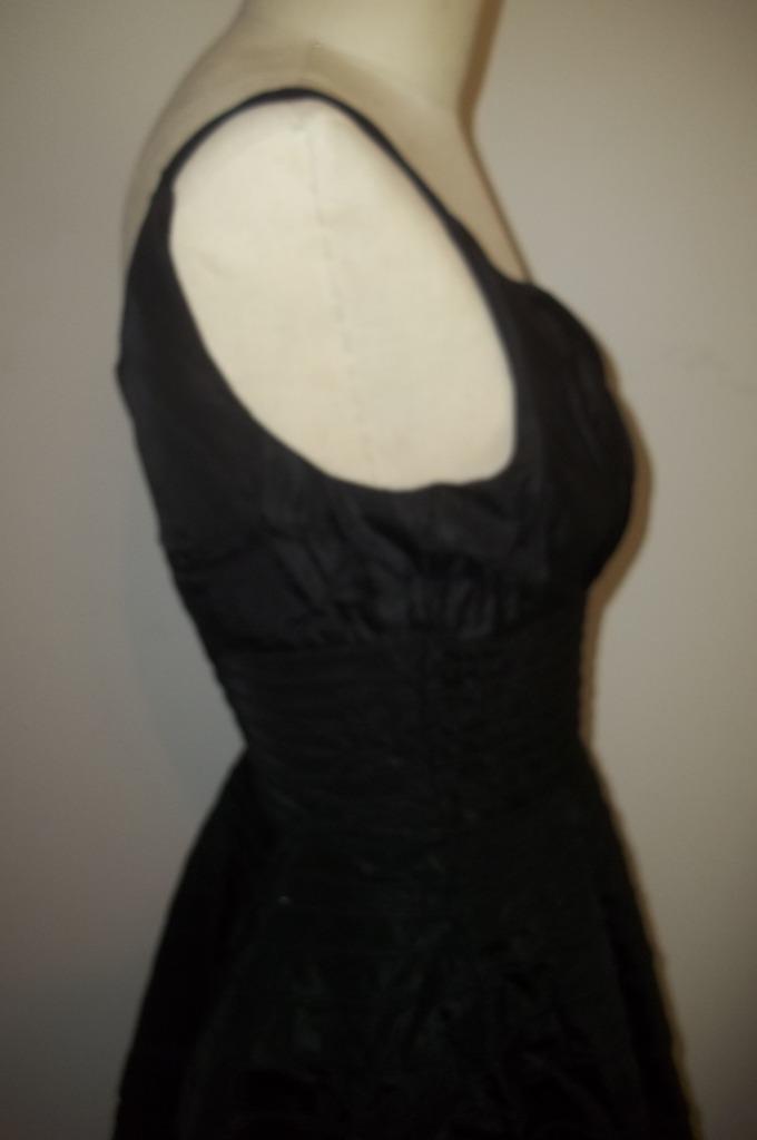 Vintage Black Double Spaghetti Strap Swing Dress S