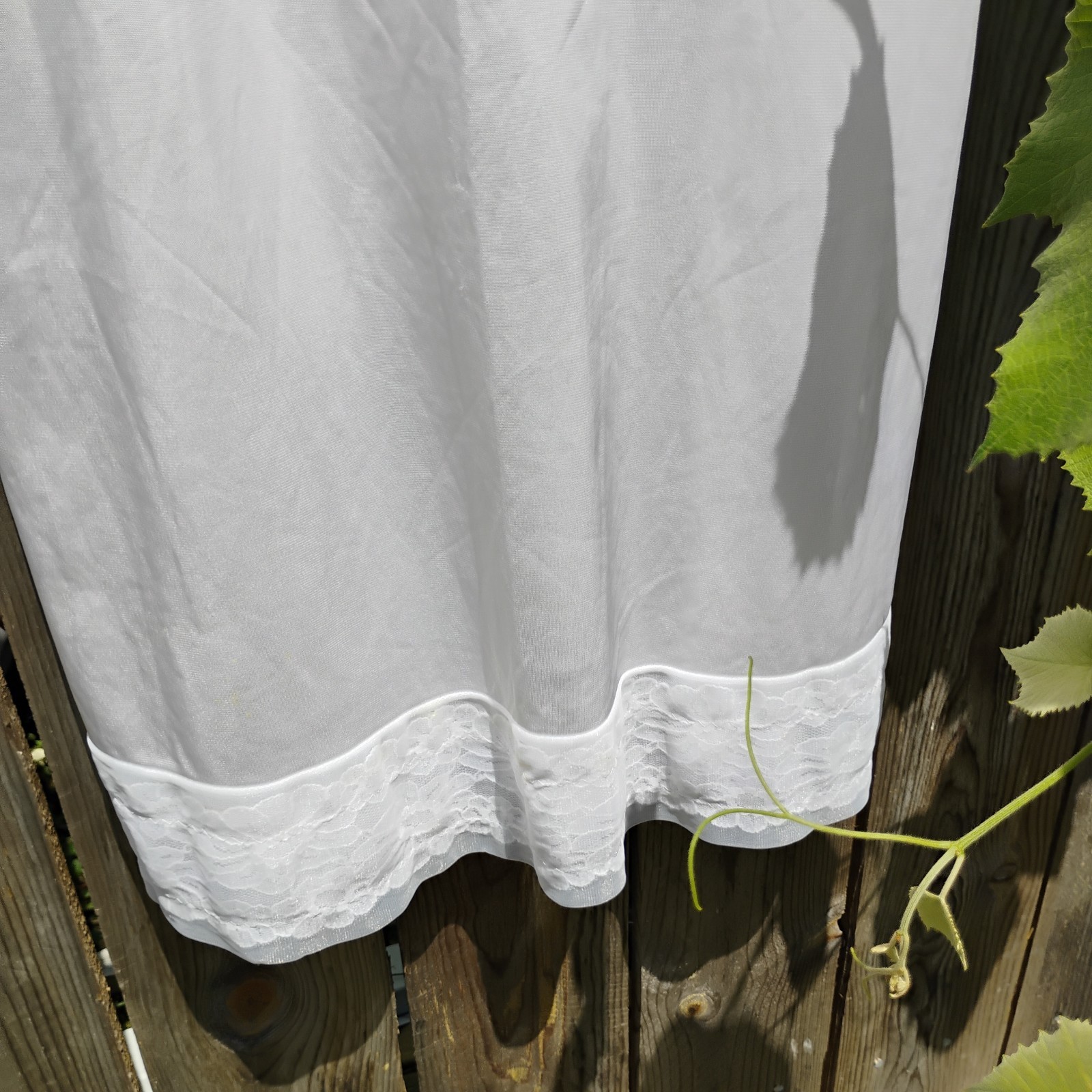 Vintage Sears Sheer White Lace Full Slip Dress Size 38 Medium Midi Length USA