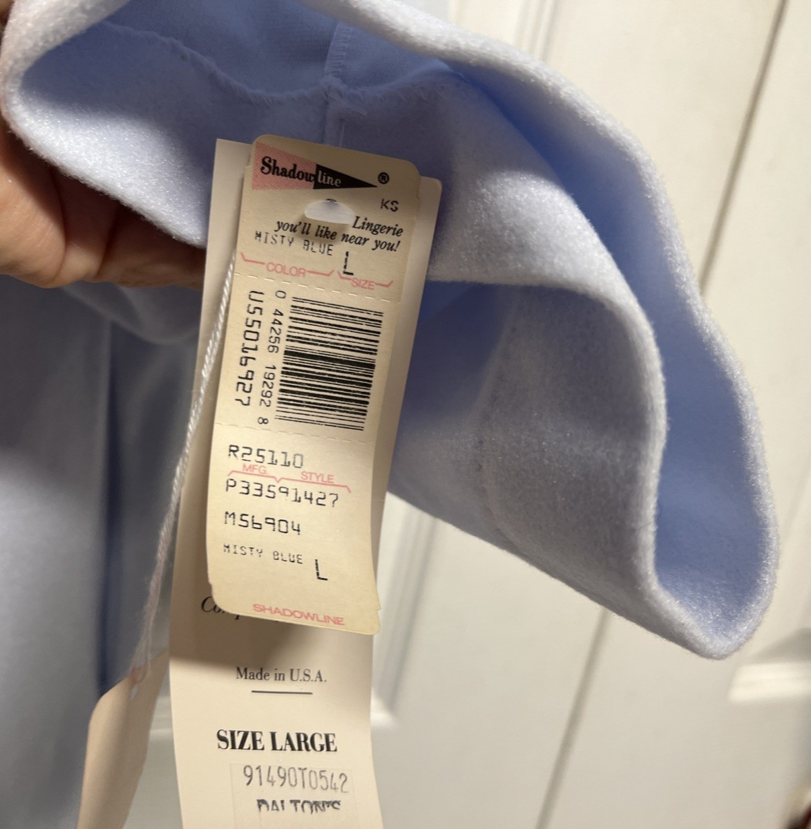 L NWT Vintage Shadowline Robe Pockets Front Half Zip Blue Polyvelva Fabric