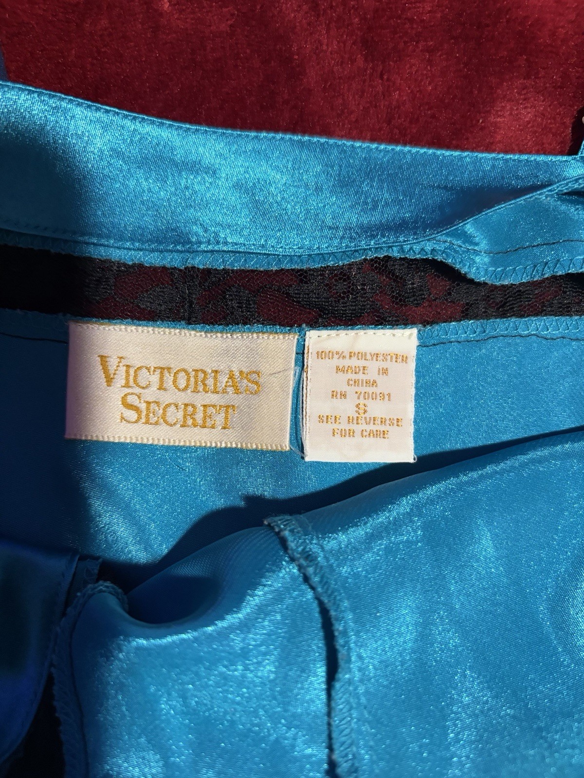 Vintage NWOT Victoria Secrets Teal Satin & Lace Camisole Top- small