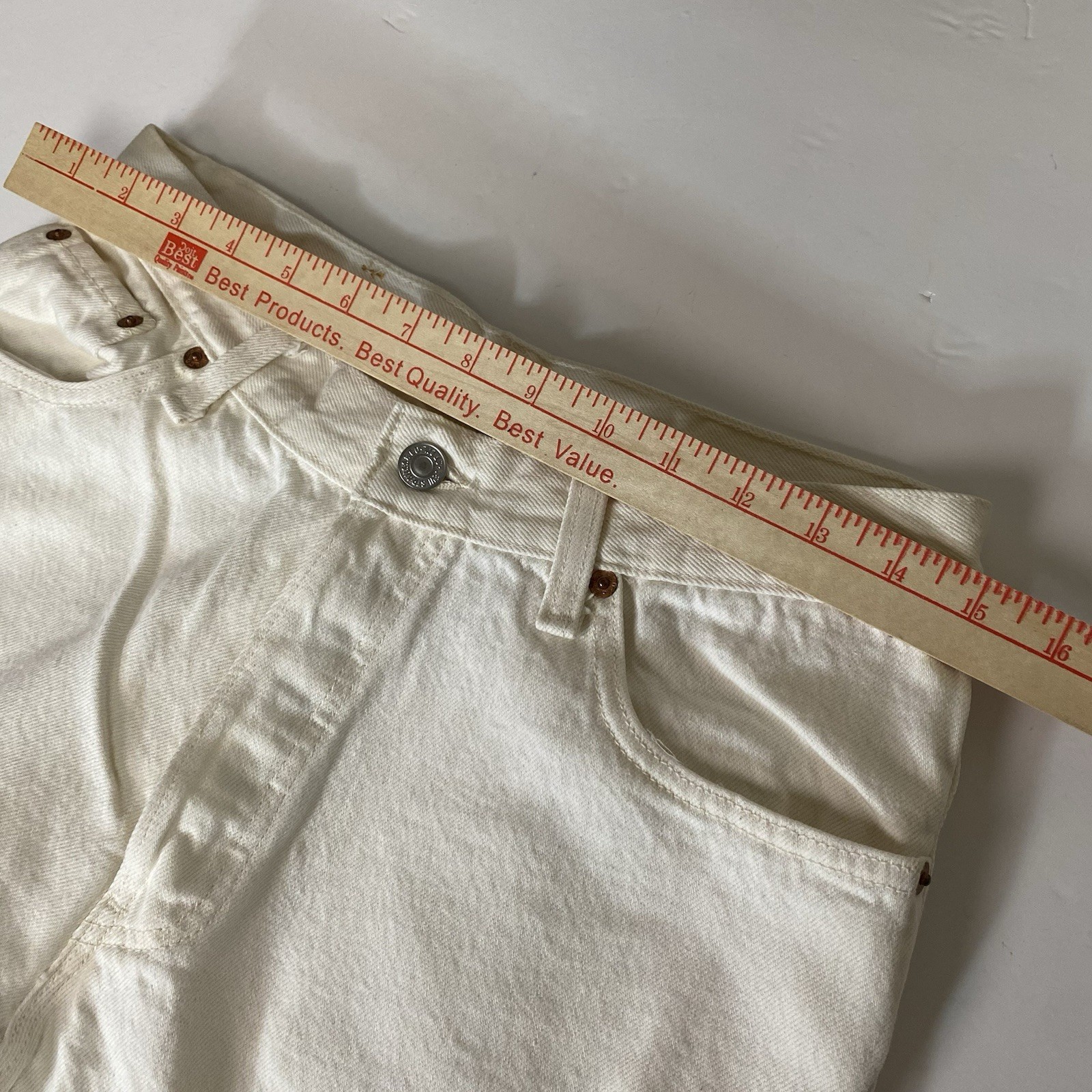 Vintage Levi’s 501 Jeans White Button Fly 80s 90s Size 13LONG Fits 30×33