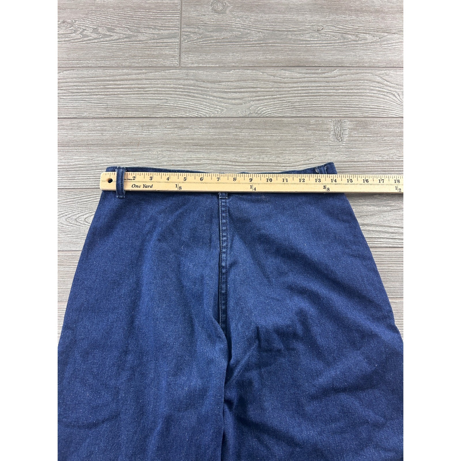 Vintage High Waisted Wide Leg Denim Trousers Indigo Blue Cotton Pants 284-00P 12