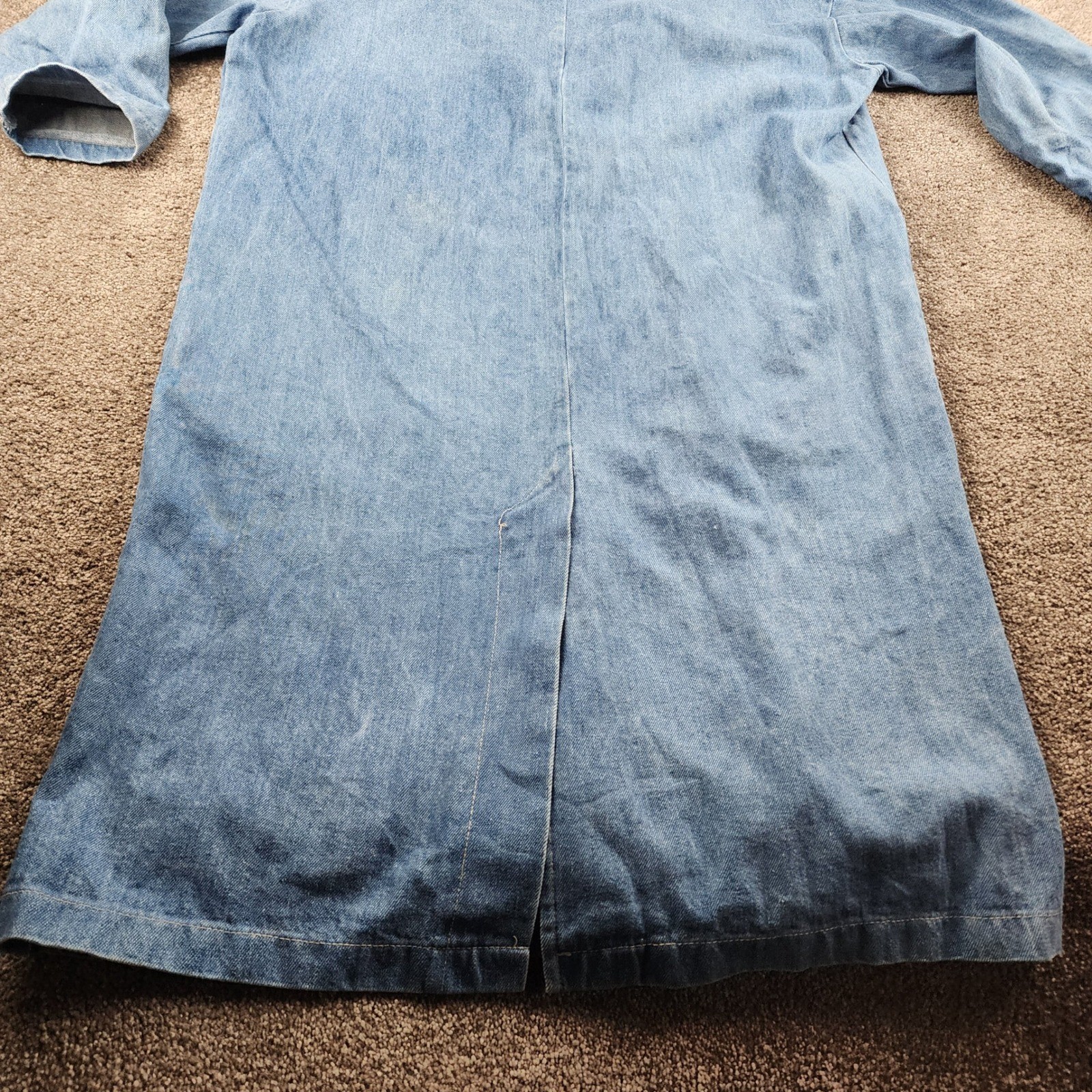Stuffed Shirt Denim Duster Jacket Womens Large Blue Good Vintage 100% Cotton USA