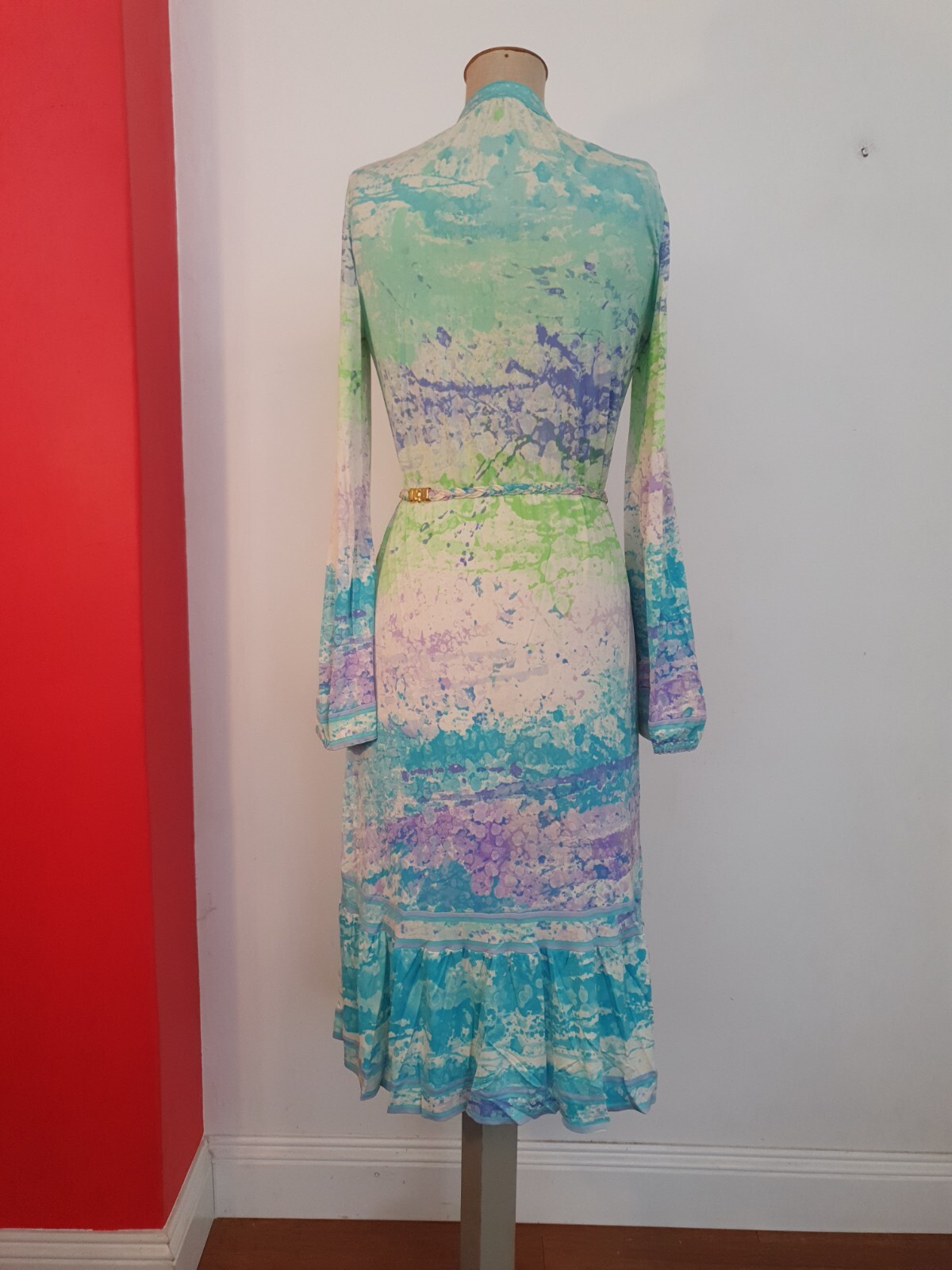 Vintage LEONARDO PARIS Jersey Mikado Silk Dress Belt S-M