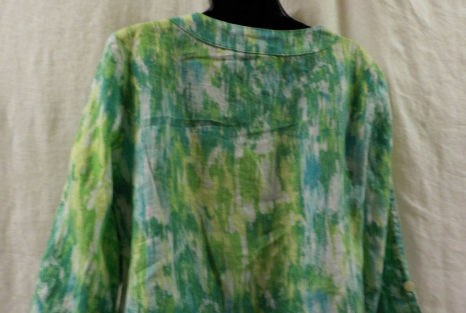 Vintage 1980’s Choices Blouse Size S Multi Color 100% Linen 3/4 Sleeves Classic