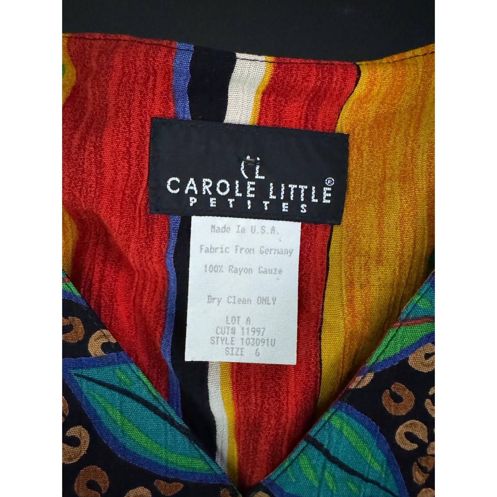 Carole Little Petites Vintage 90s Beaded Leopard Tropical Rayon Gauze Jacket 6