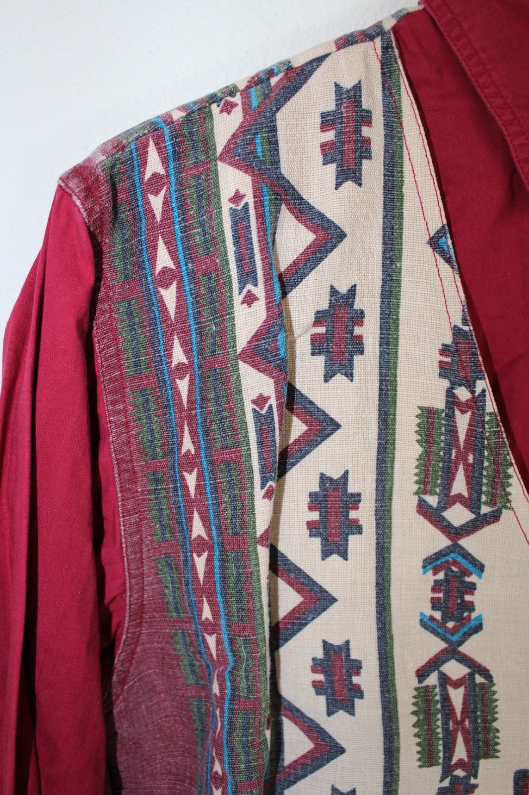 Vintage 90s Adobe Rose Western Southwestern Red Faux Vest Shirt Top Women L