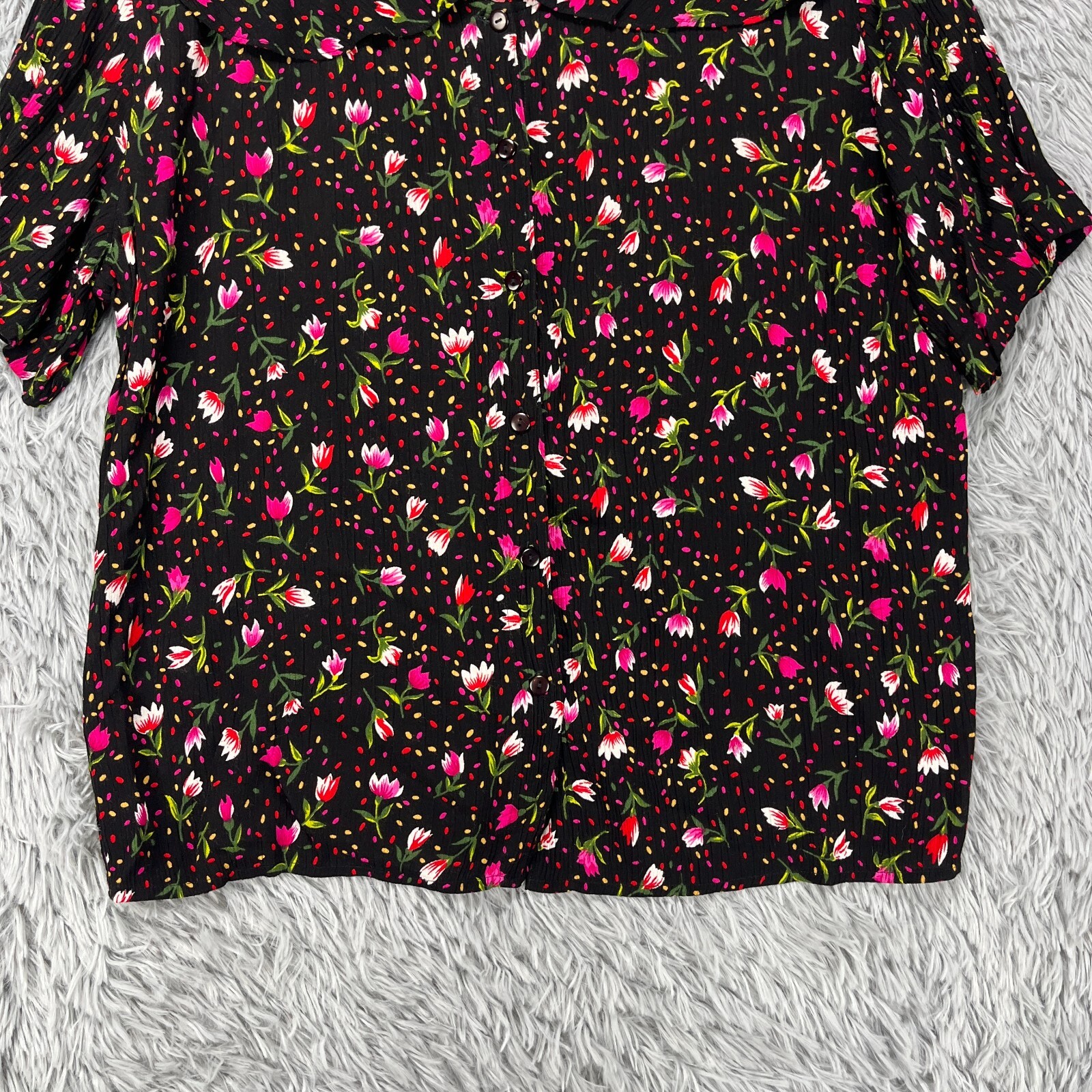 VTG Kathryn Deene Blouse Womens 14/16 Floral Button Peter Pan Collar Cottagecore