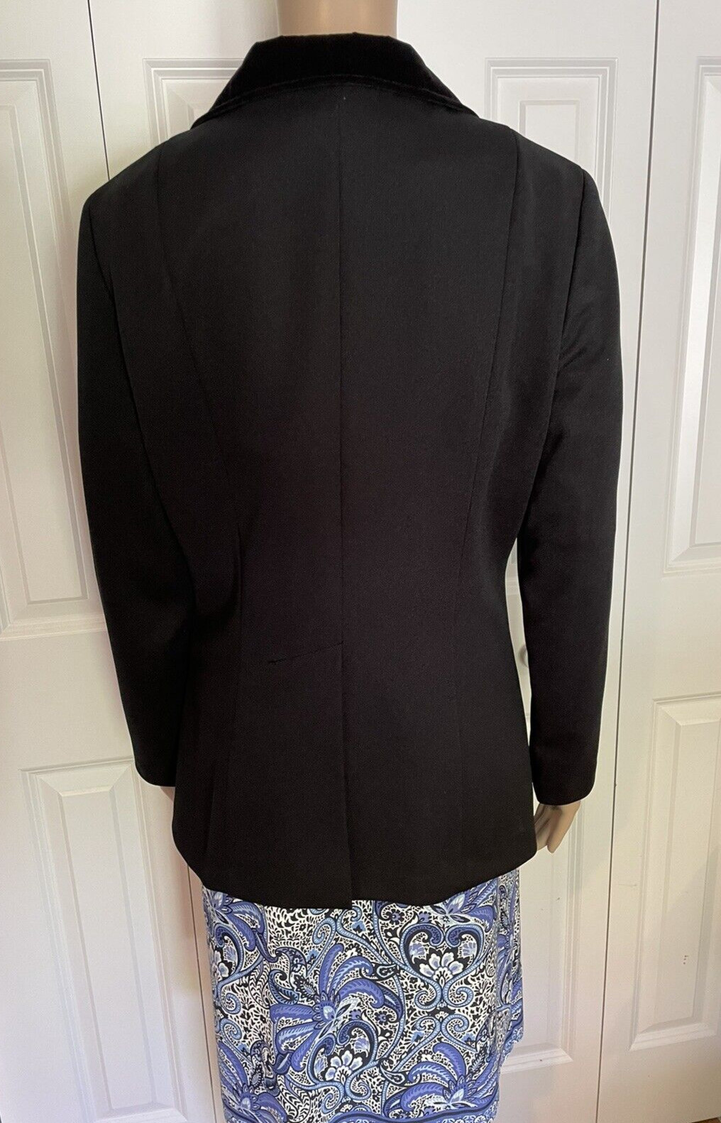 Vintage 70s/80s Marty Gutmacher 14 Black Poly Velvet Collar Blazer Jacket, USA