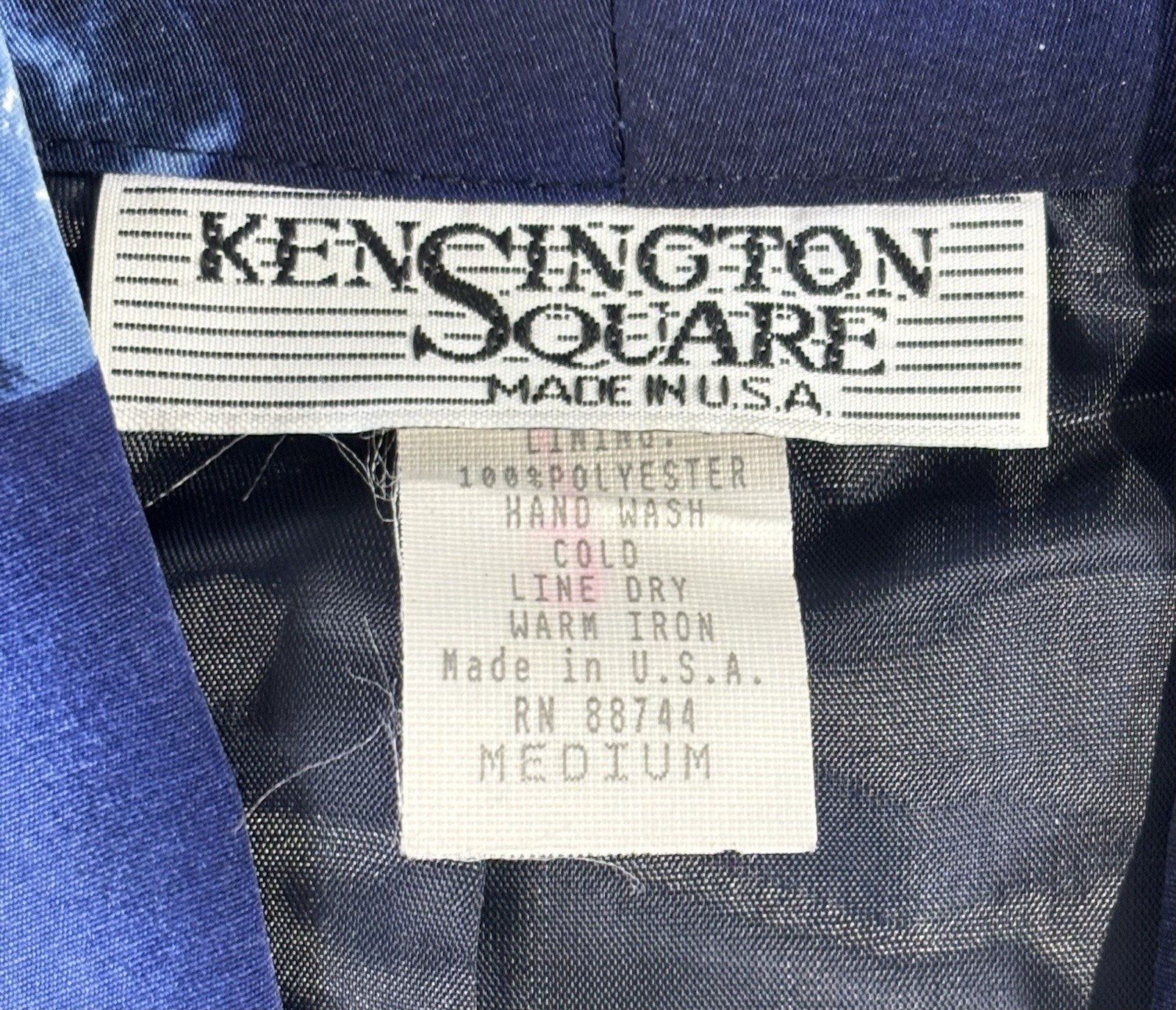 Kensington Square Vintage Dark Blue Floral Satin Blazer