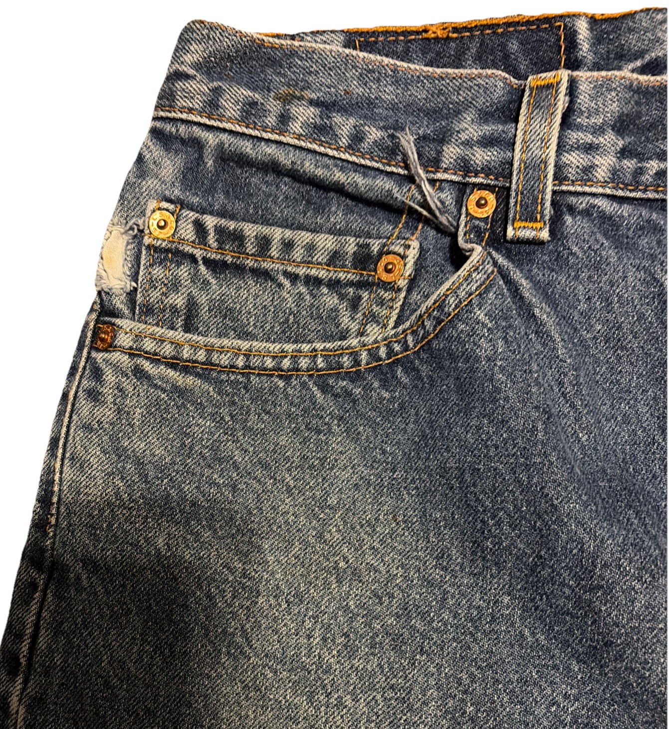 Vintage Levis 505 0216 Red Tab Blue Jeans Denim Womens 30×33 USA Made Fades 90s