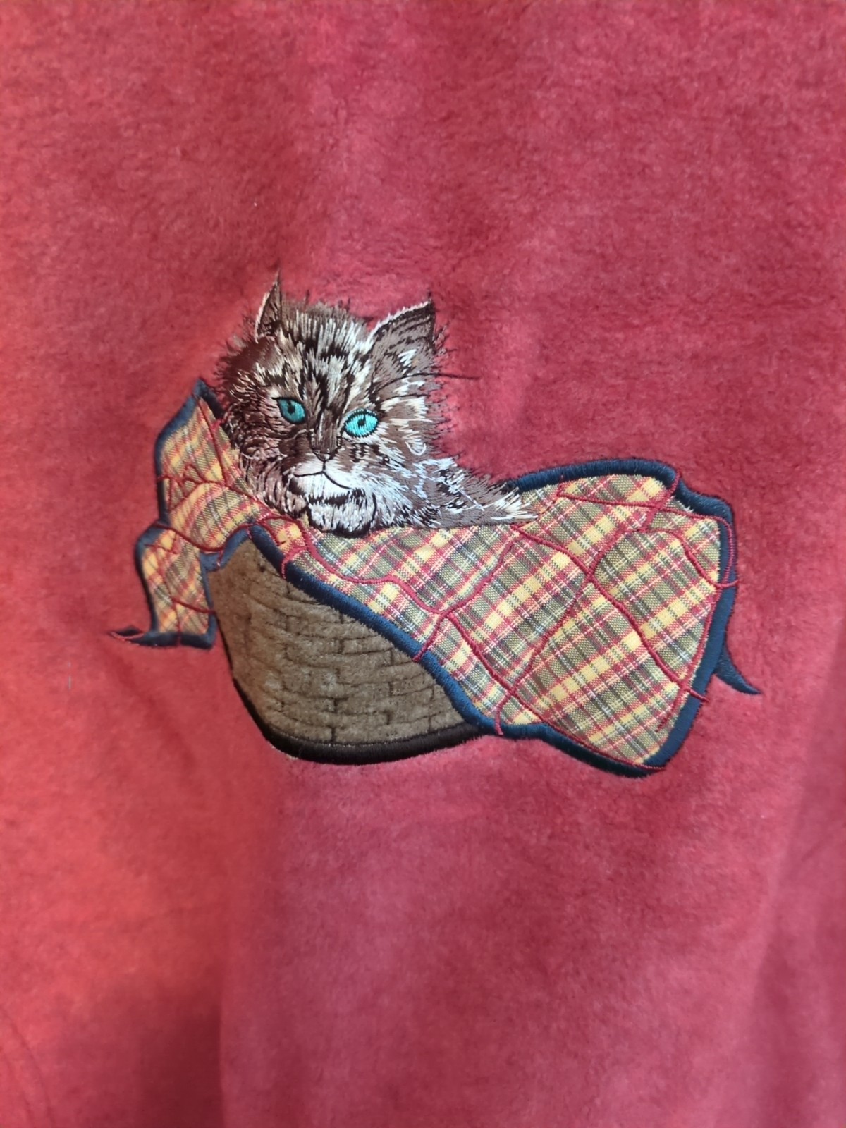Vtg Northern Reflections Grandmacore 1/4 Zip Fleece Sweater M Embroidered Cat