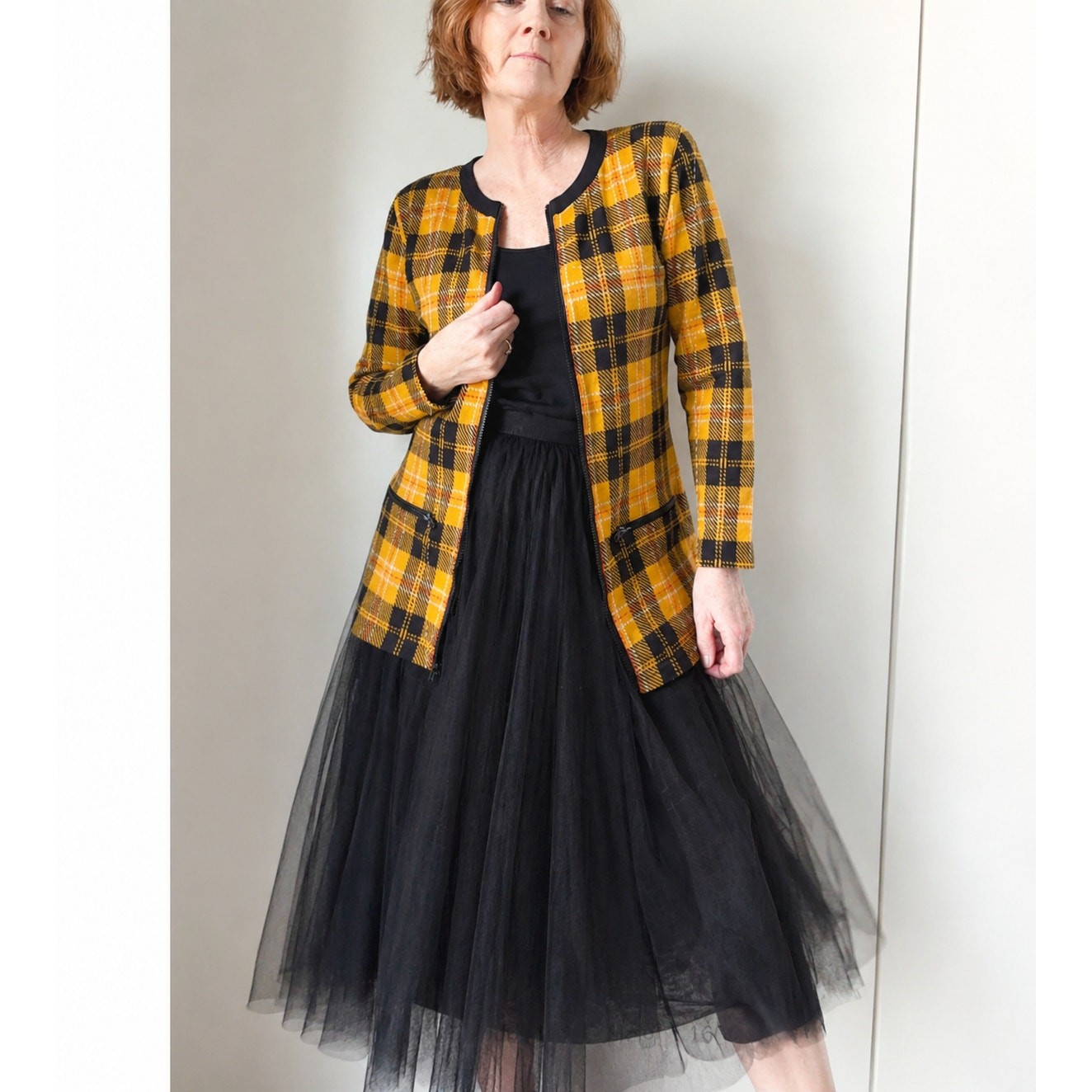 Vintage Yellow Plaid Cardigan Jacket Womens Size S 90s Preppy Clueless Inspired