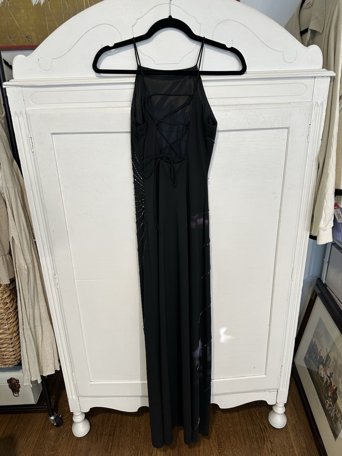 Vintage Black Slinky Beaded 90’s Dress – PERFECT – XS – De Laru By Sheila Yen