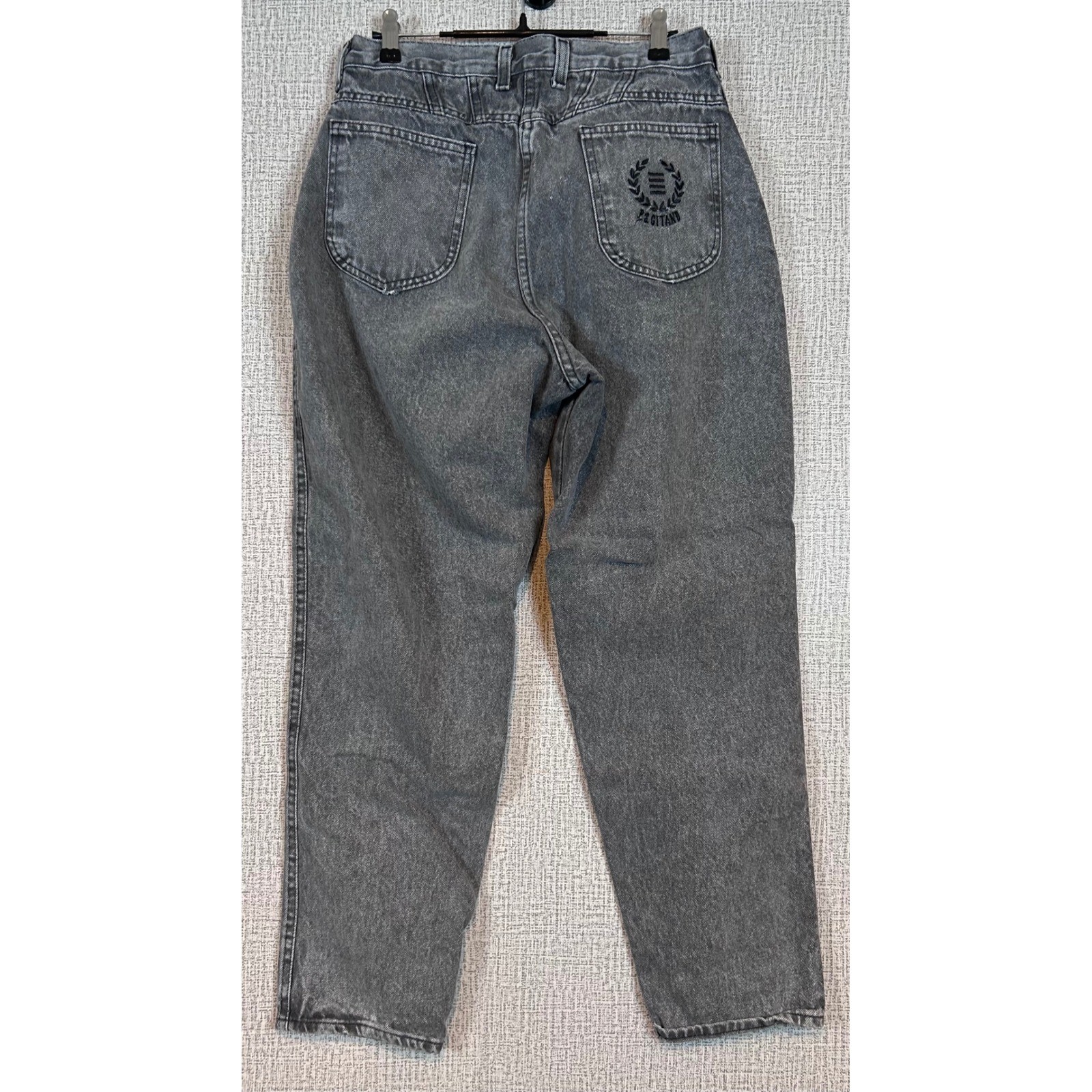 Vintage PS Gitano Grey Acid Wash High Waist Tapered Mom Jeans Women 14 90s Retro