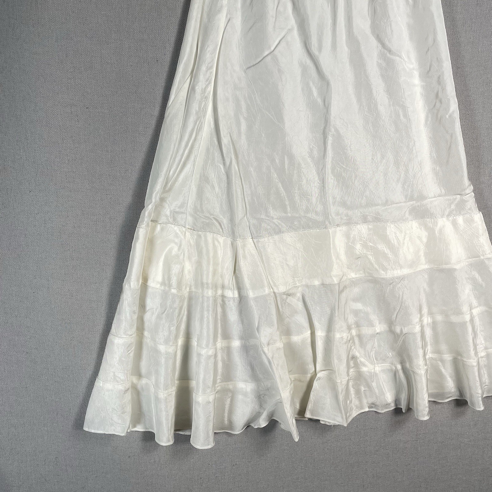 VINTAGE 40s Tiered Petticoat Womens Size Small XS Rayon White