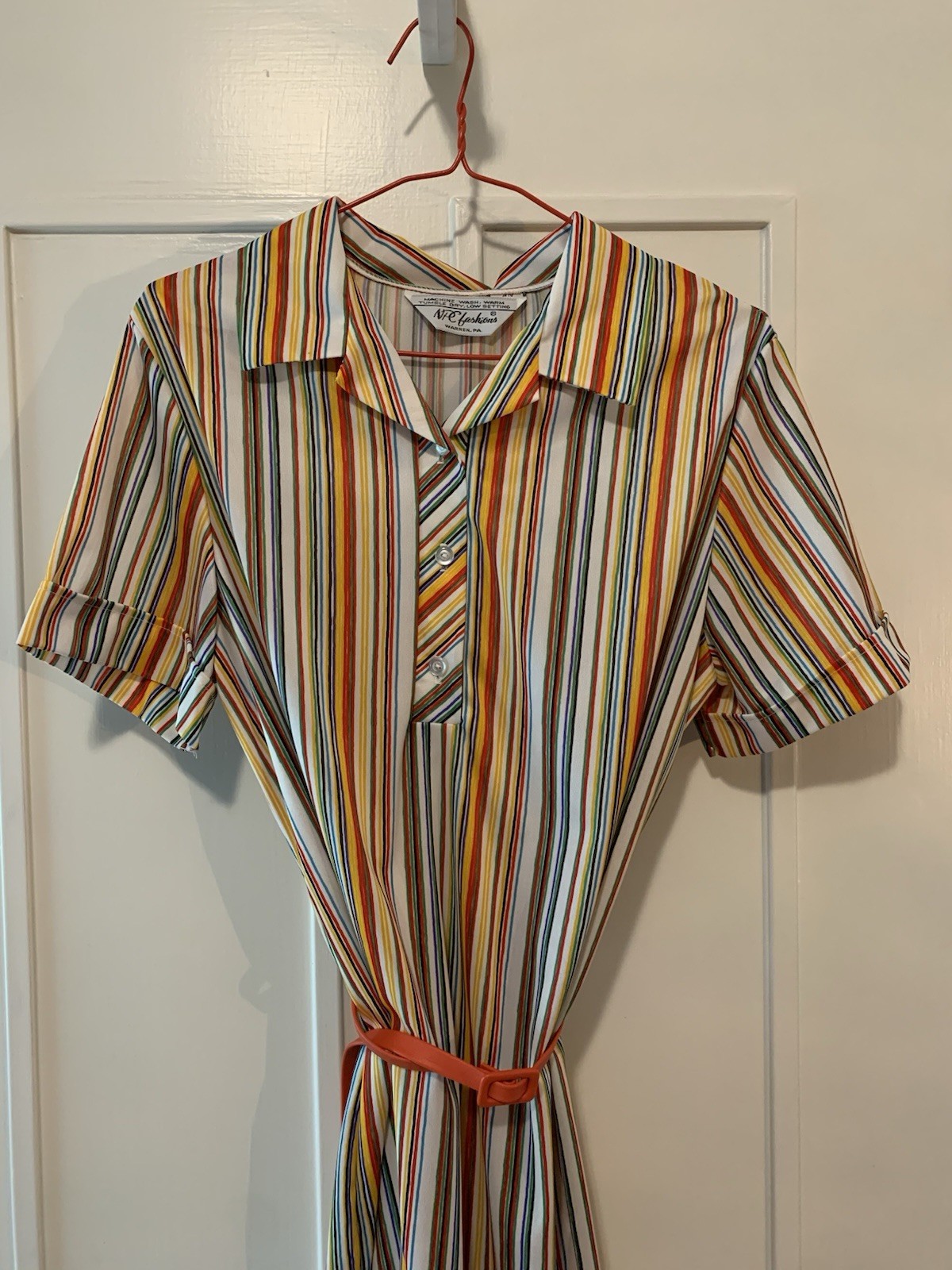 Vintage 60’s/70’s Retro/Mod Striped T-shirt Dress W/ Belt NPC Fashions Size S