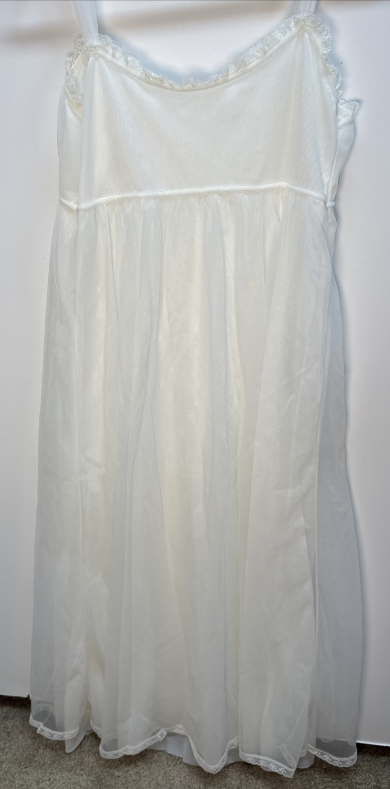 Lisette Lace Peignoir White Nightgown Lingerie Sheer 100% Nylon USA 2 Piece VTG