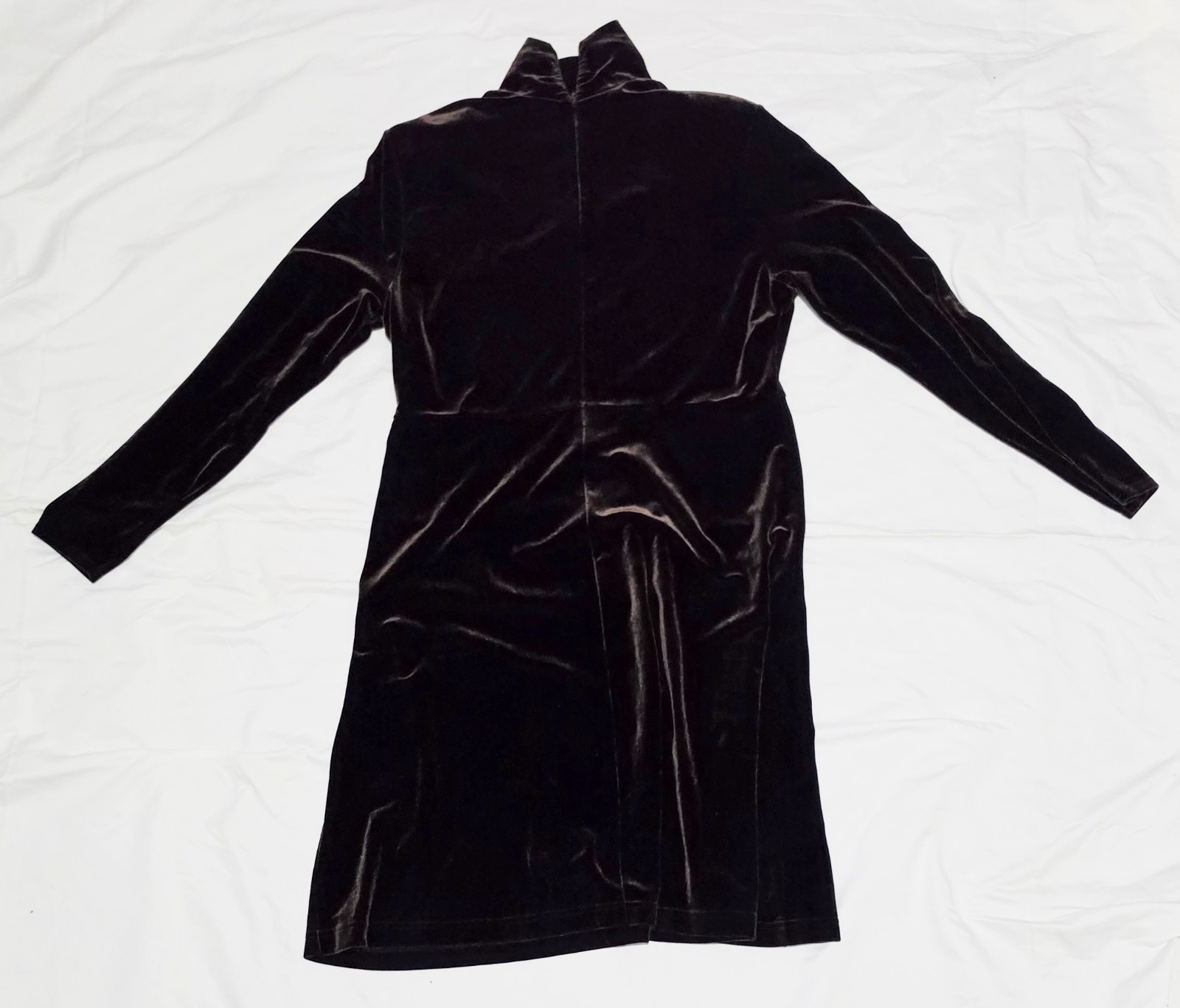 Vintage Amanda Smith Velvet Dress 14 Brown Mock Neck Long Sleeve 90s Goth…