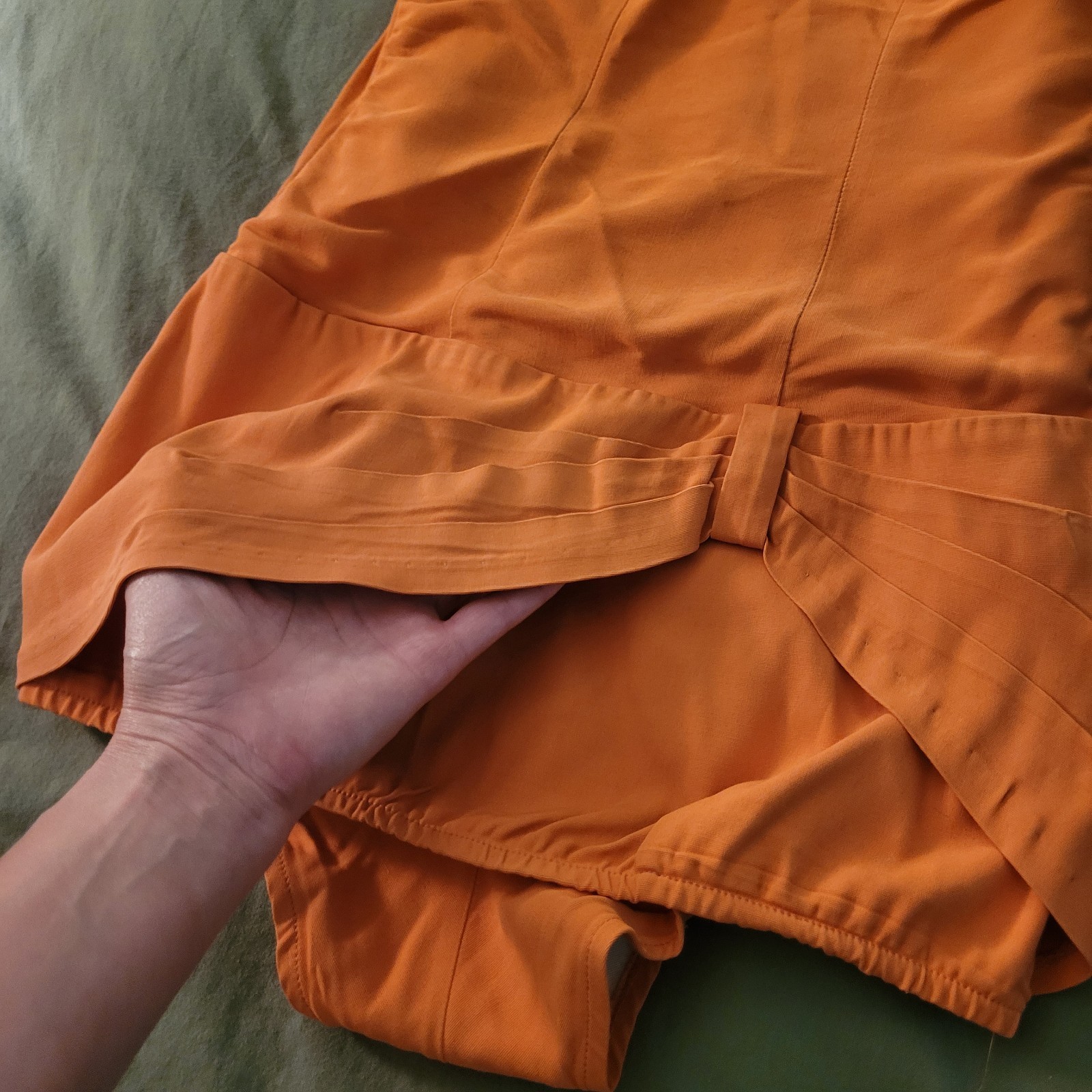 Vintage 1950s Rose Marie Reid Draped Sheath Swimsuit Orange Bow Pinup S M