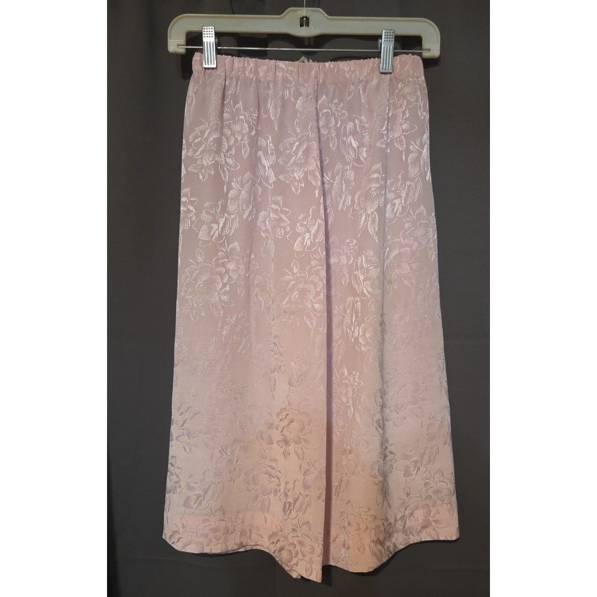 Jerrie Lurie Pink Floral Jacquard Peplum Top and Midi Skirt, Vintage Women’s Set