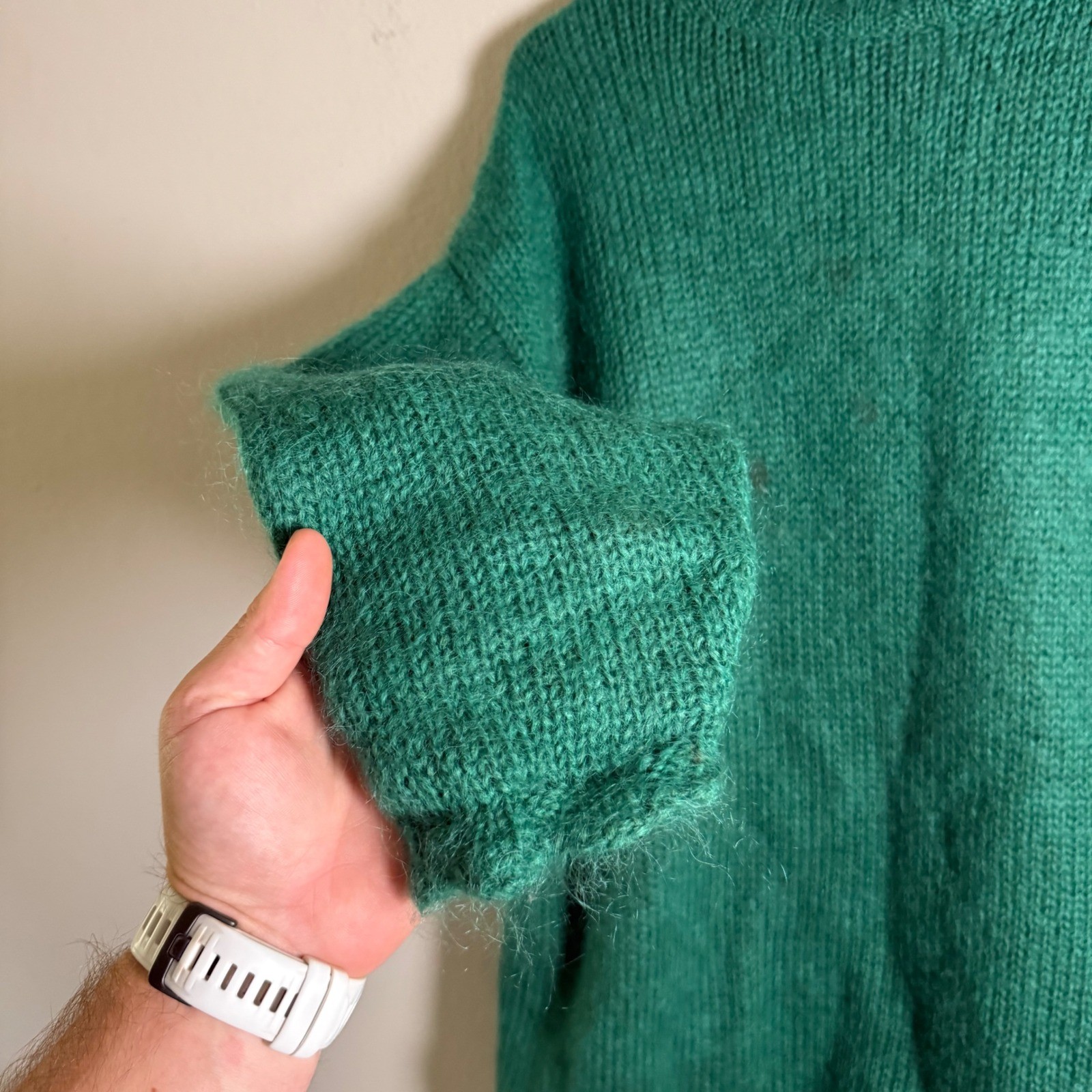 Vintage Esprit Essentials Mohair Blend Mock Neck Sweater Emerald Green Womens M