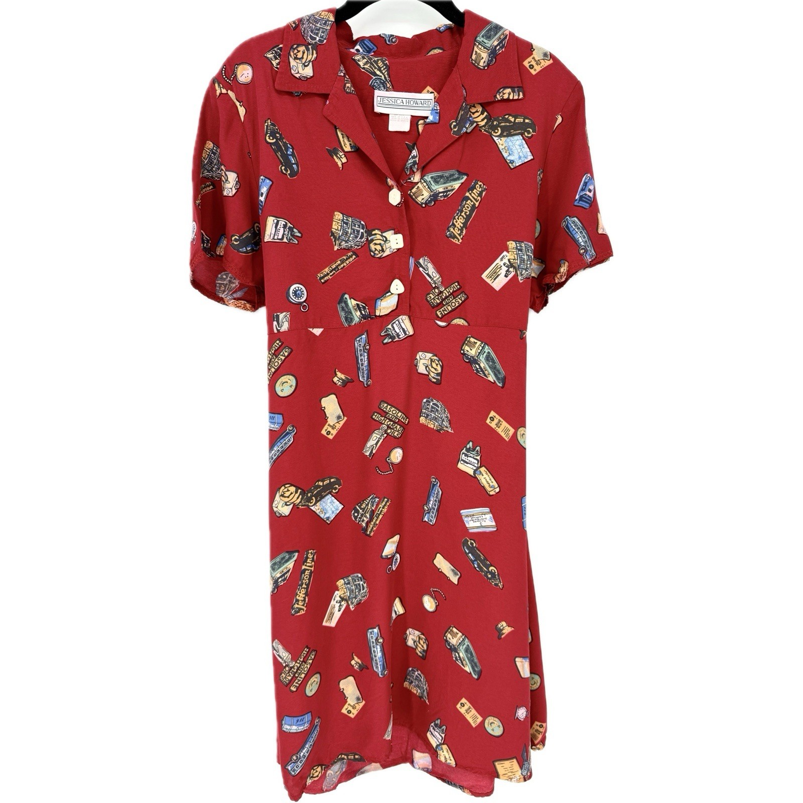 Retro Vintage Pin Up Jessica Howard Red Rockabilly Midi Dress Classic Car