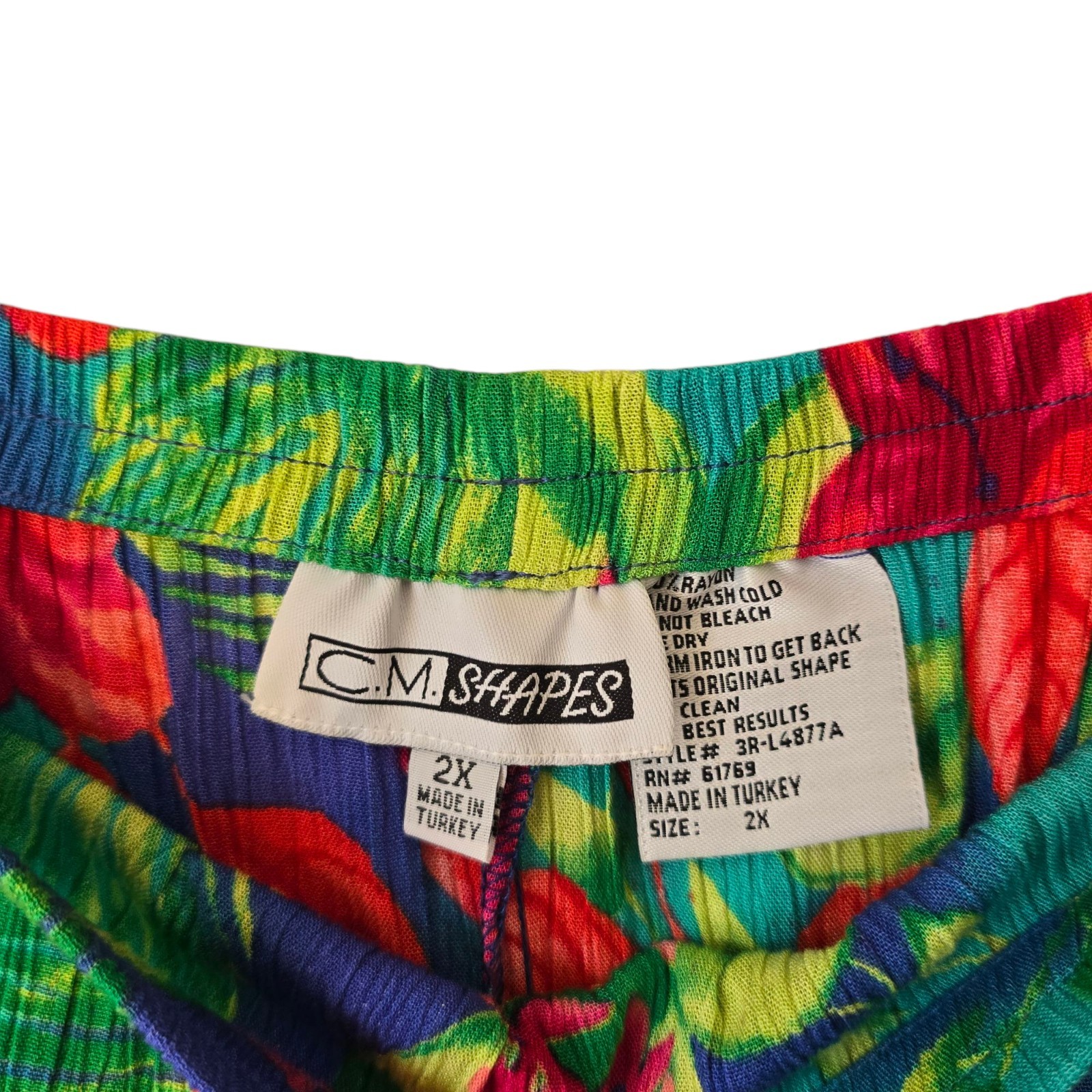Vintage C.M Shapes 1980 Vibrant Gloral Pattern Skirt And Button Down Top 1X