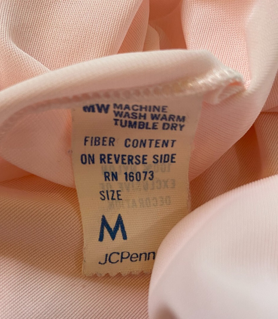 Vintage JC PENNEY Pink SHORT NIGHTGOWN Medium CHIFFON Ruffle Nylon Twee Coquette