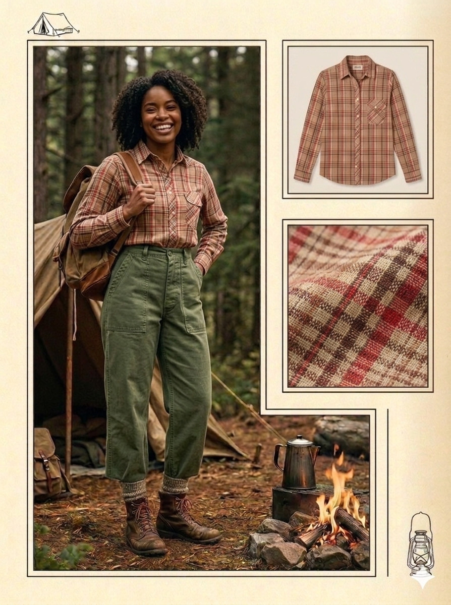 Vintage 80’s/70’s Paper Thin Plaid Blouse Size M