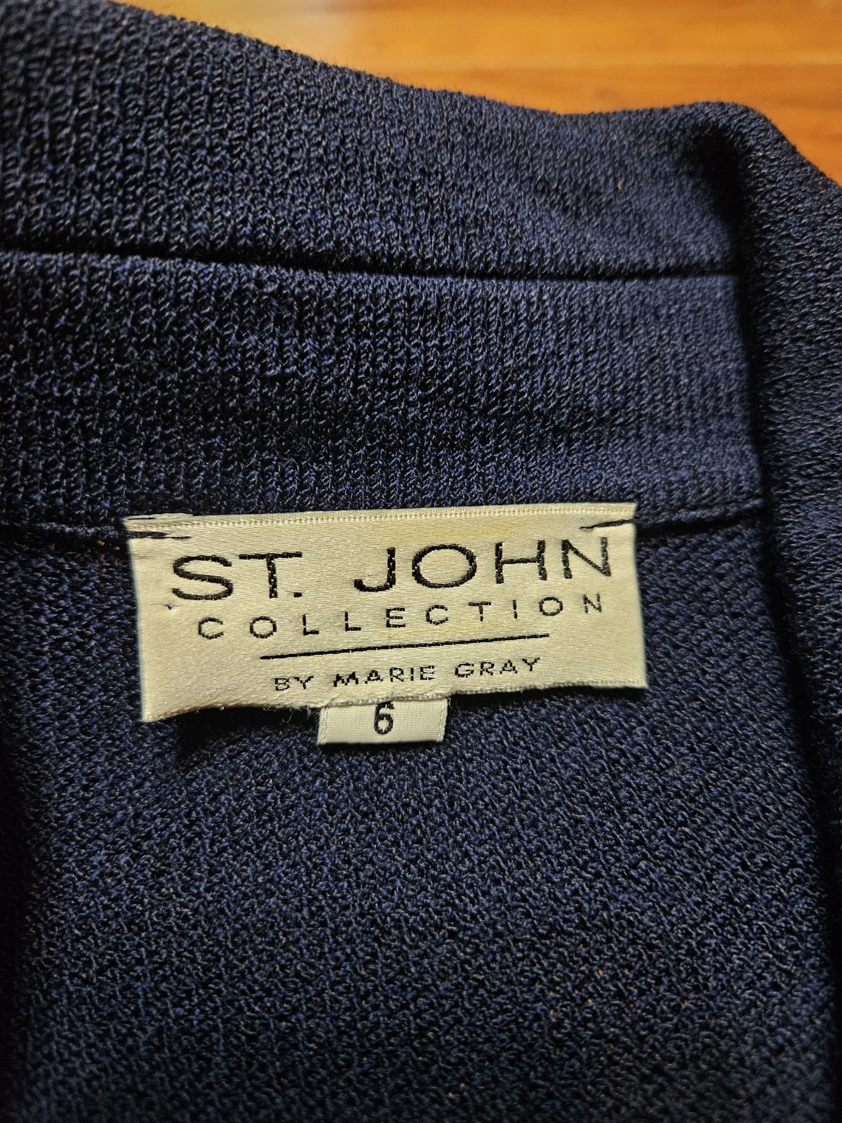 Vintage St. John Collection By Marie Gray Navy Blue Santana Knit Blazer Size 6