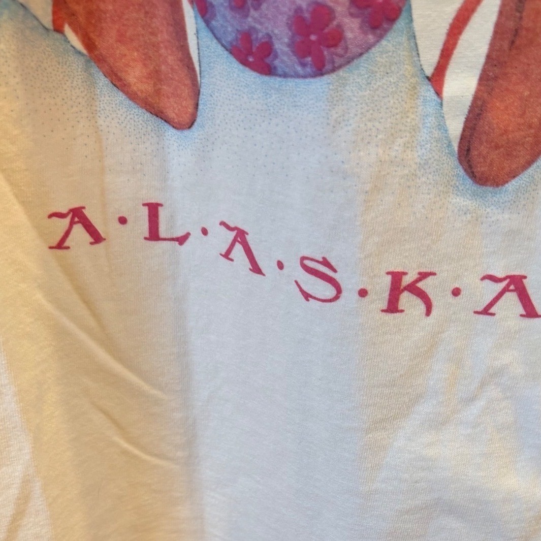 Vtg Anvil Alaska Mama Do You Love Me T-Shirt XL White Cotton USA single stitch