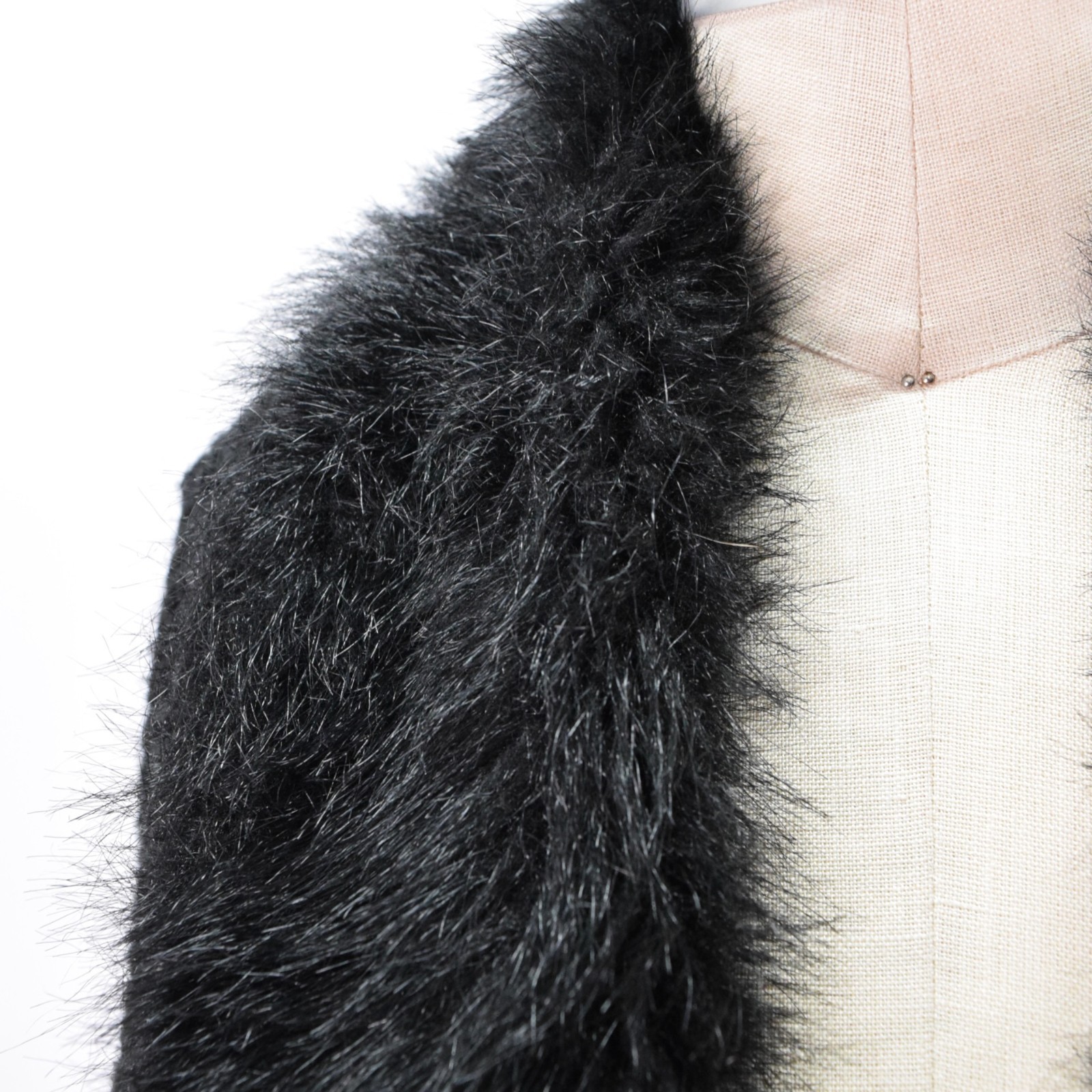 Vintage 90s Y2k Sweater Duster Faux-Fur Trim Midi Cardi Coat Knit Jacket
