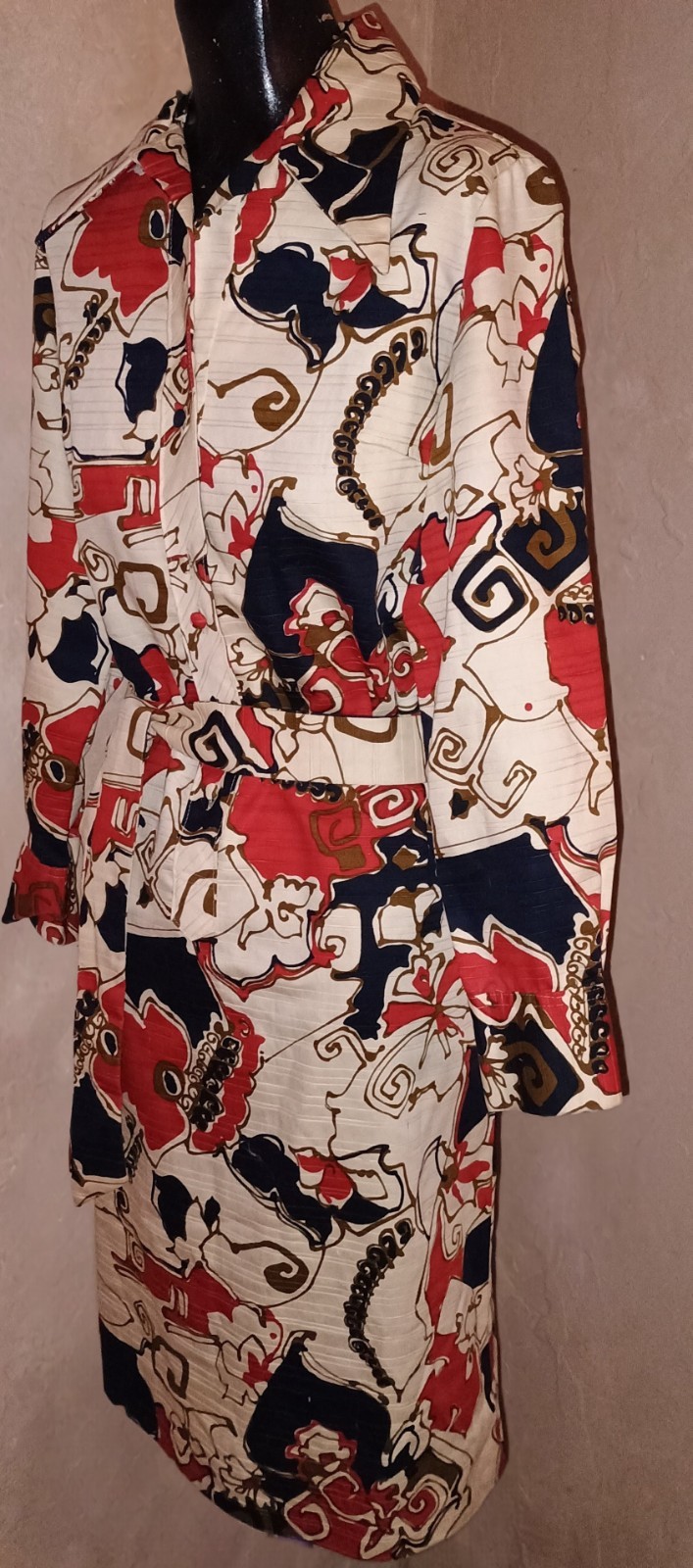 Vintage 60s Lanvin Paris New York OP Art MOD Shirt Dress Belted Dagger Collar