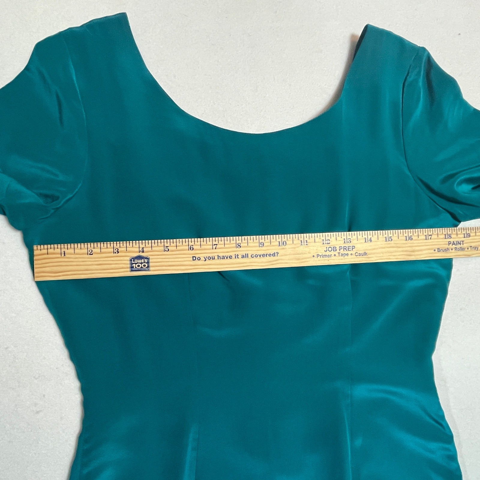 Vintage 1990s Peacock Teal 100% Silk Dress Sz 10 Minimalist Sheath Jewel Tone