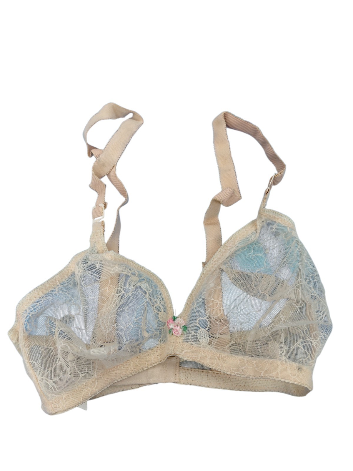 Vintage Beige Exquisite Form Laced Bra Size 32C