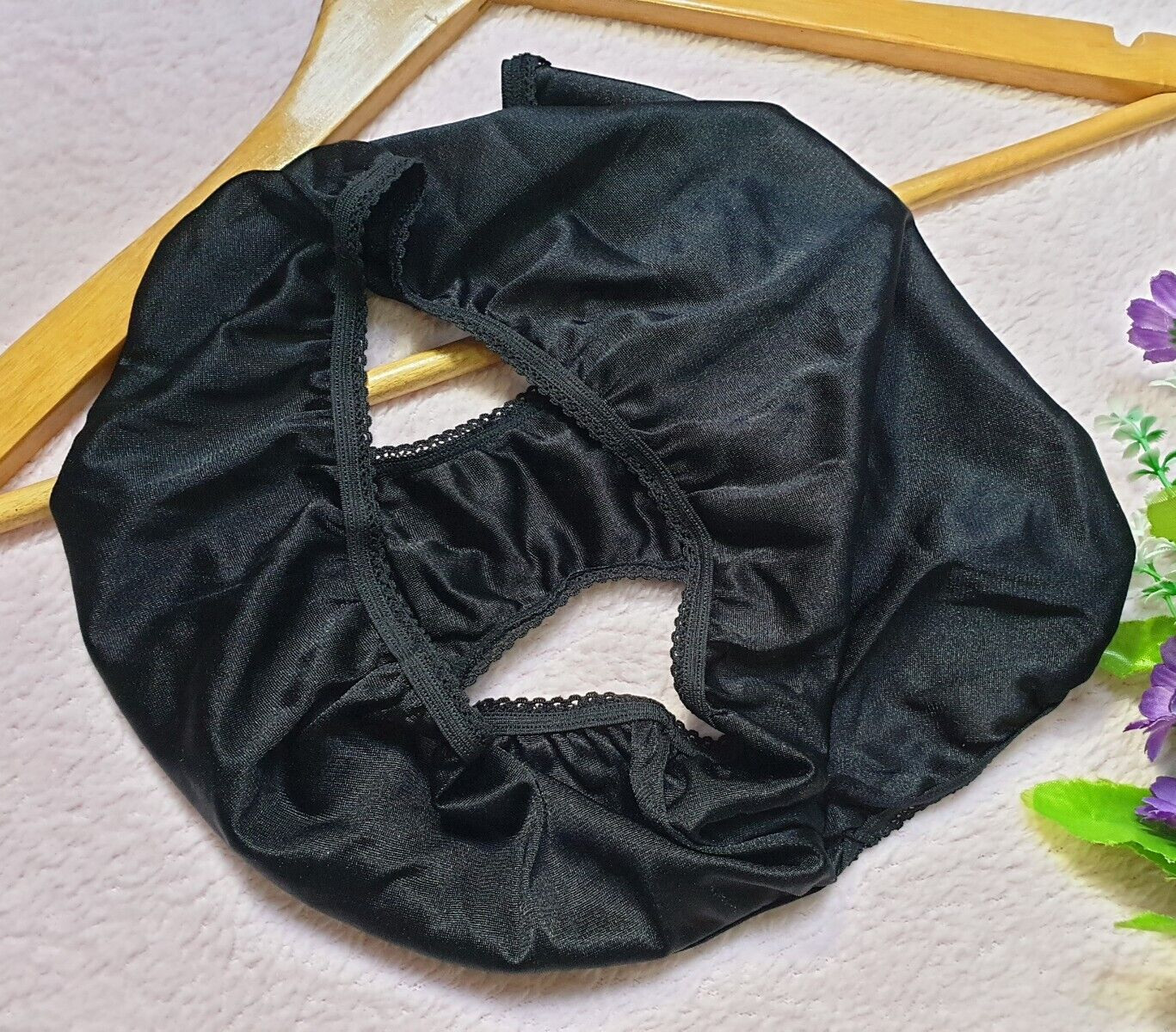 Vintage 100% Nylon Panty Silky Black Sissy Sheer Brief Size 6-7 Hip 35-39″