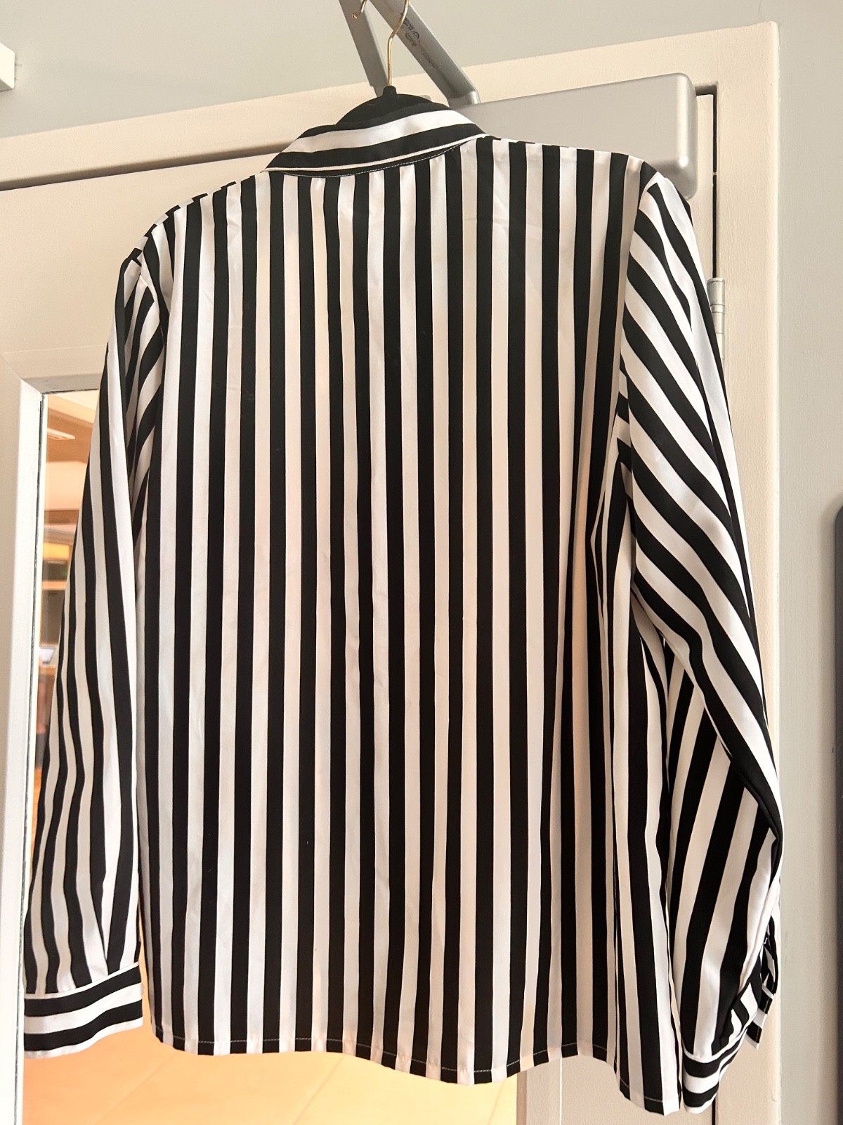 Vintage Claudia Richard Women black and white striped blouse / 14 / Plus Size 14