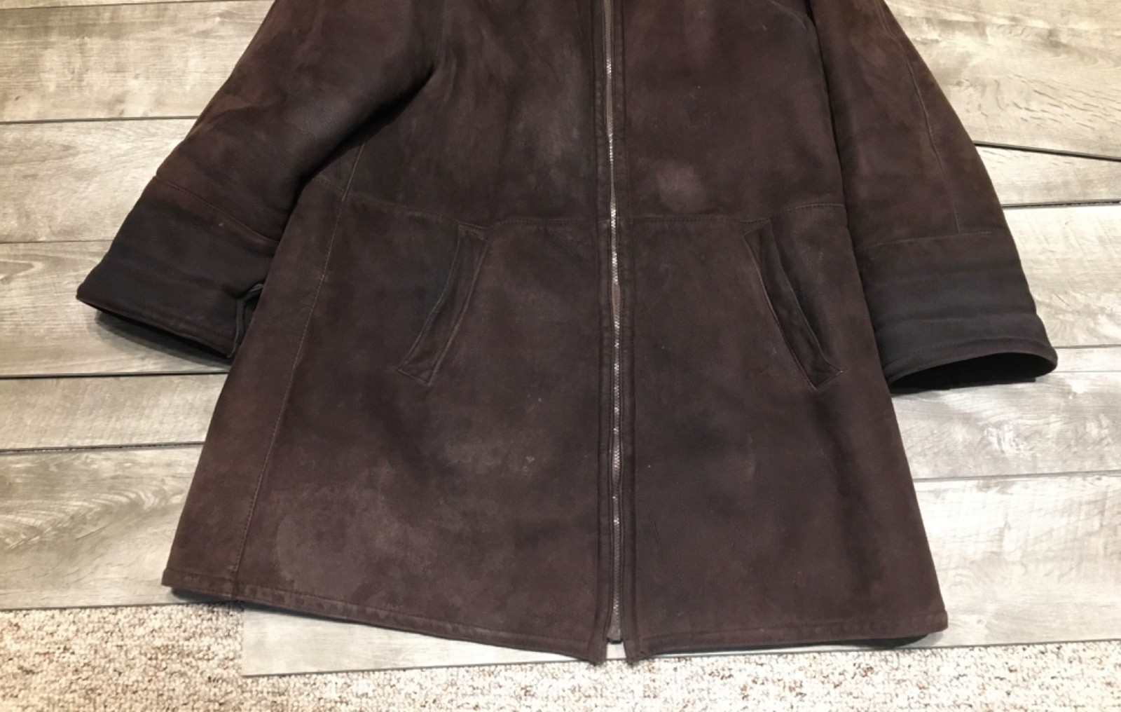 Vintage Delino Shearling Sheepskin Womens Coat Jacket Chocolate Size 6 Bomber