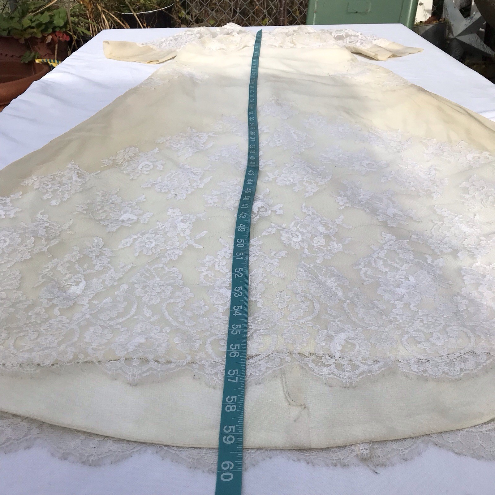 Vtg 60s 70s Lace Cream Wedding Gown Dress Edythe Vincent Alfred Angelo Boho S M