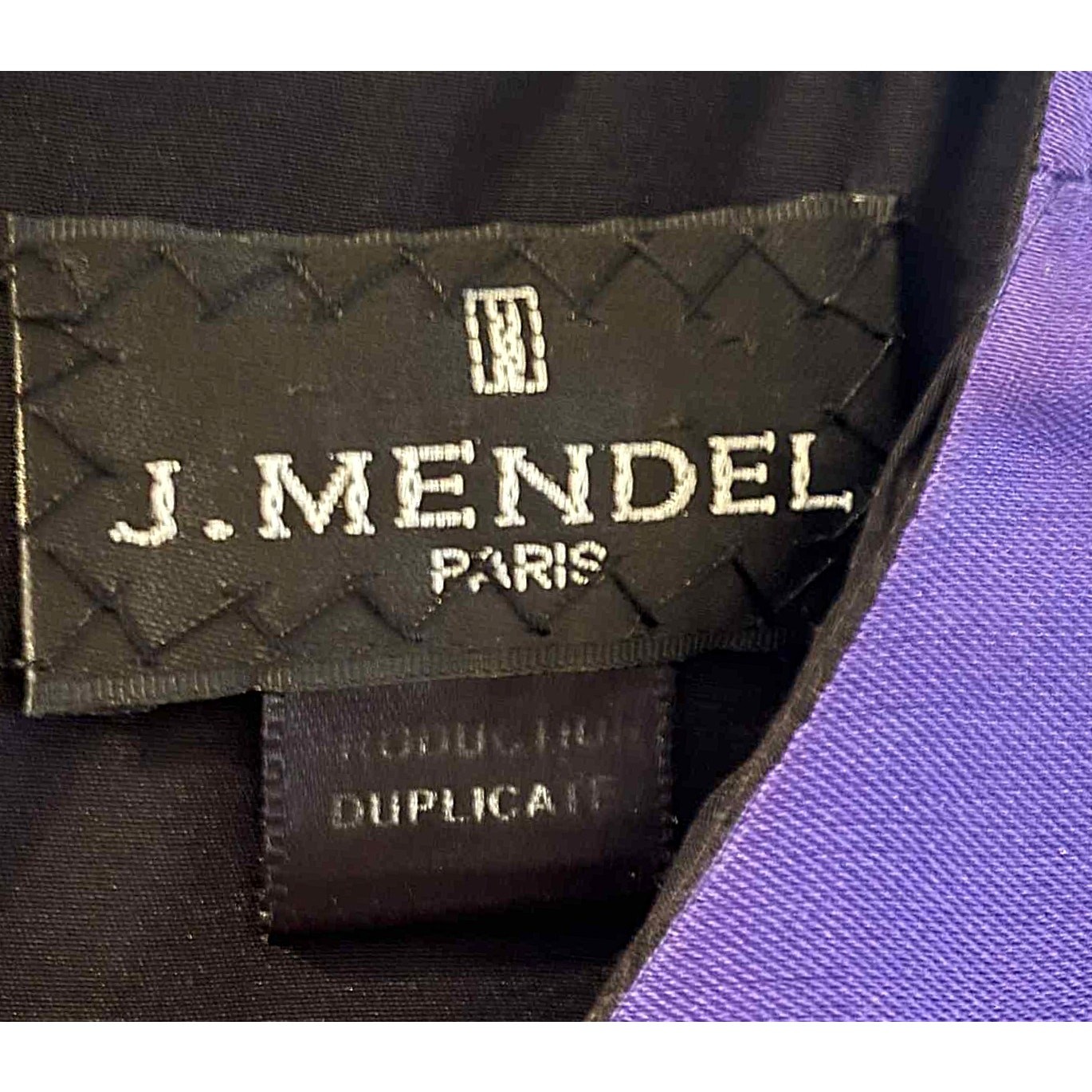 Vintage J. Mendel Paris Silk Faille Dress Purple Black Designer Evening Cocktail