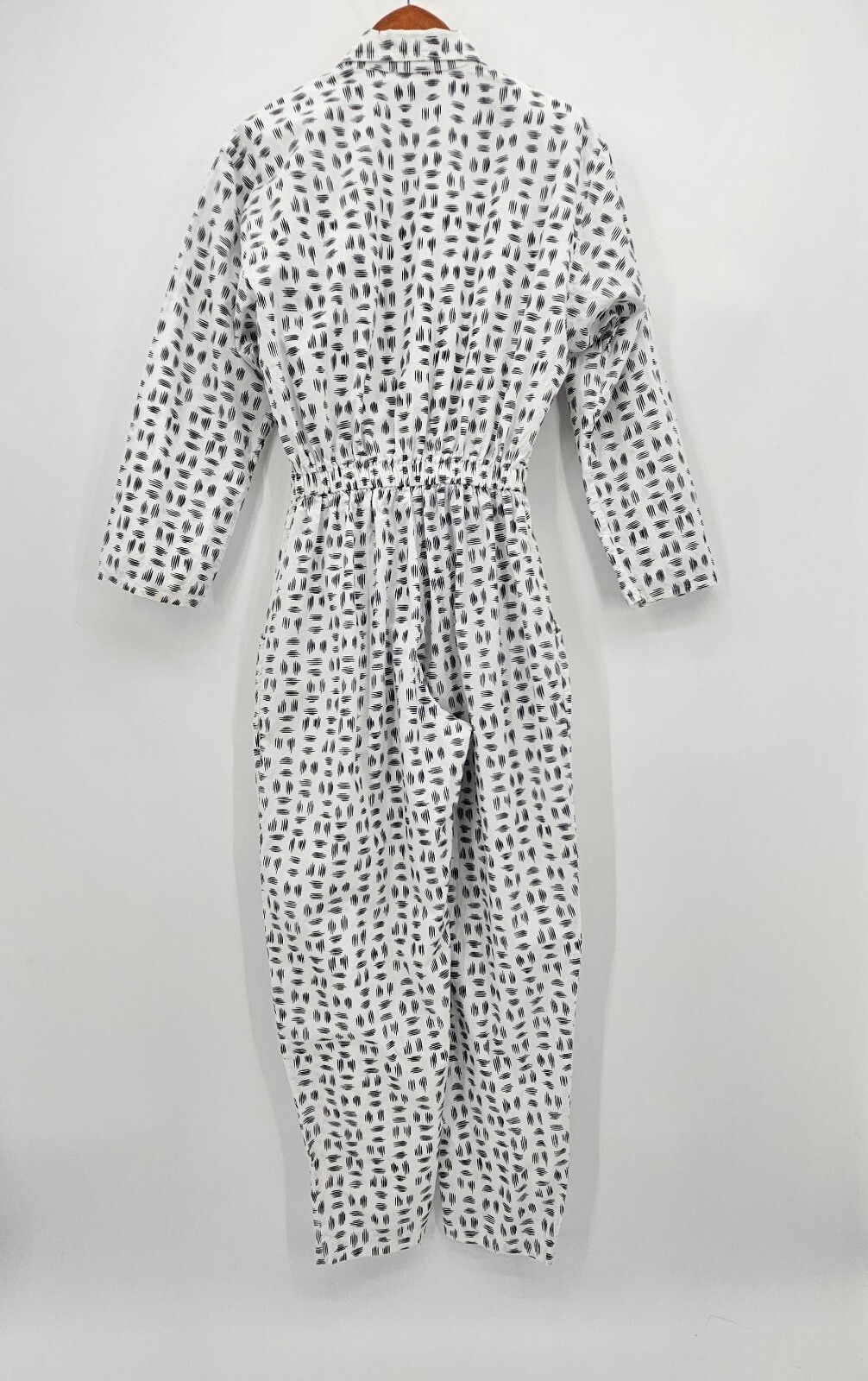 Vintage 80s FADS Cotton Jumpsuit Women’s size 9/10 White Print Shoulder Pads USA