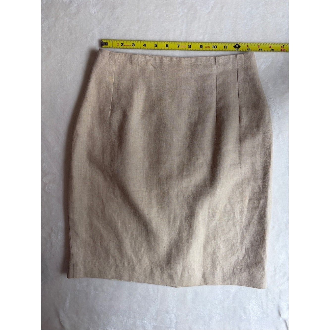 Vintage Carol Horn Workshop Linen Pencil Skirt – Beige / Oatmeal – Size 8