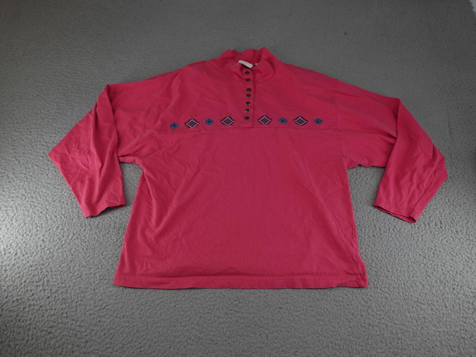 Vintage Aztec Shirt Mens Medium Pink Southwest Cowboy Ranch Rodeo90s Nuovo