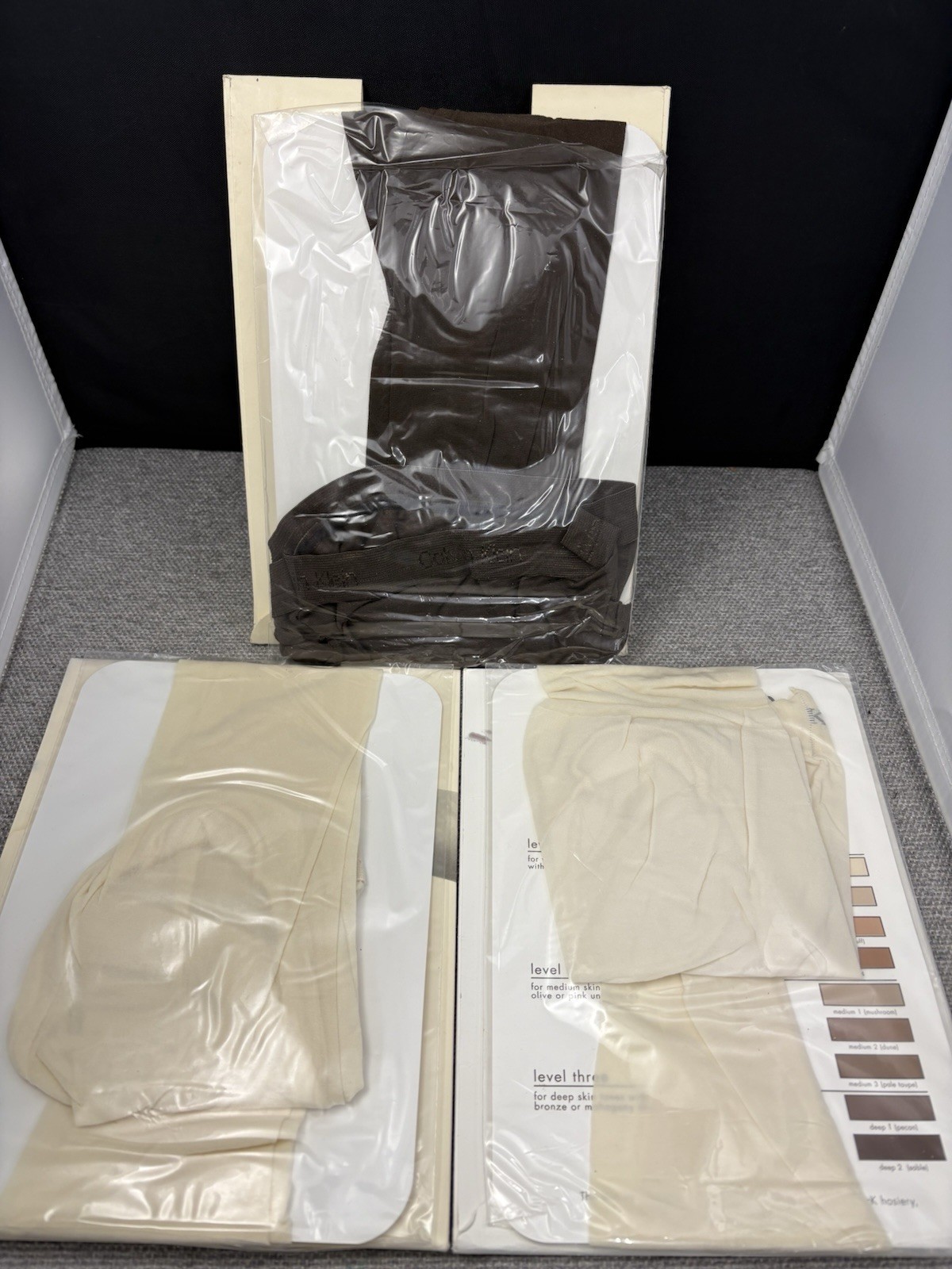 VTG Calvin Klein Pantyhose Lot of 3 Deadstock NWT Matte Sheer Sz BC3 Ivory Sable