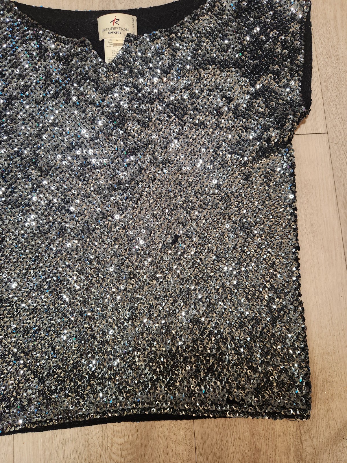 Sonia Rykiel vintage Top, Black Sequined Palettes . 70’s, 80’s Glam. Disco!