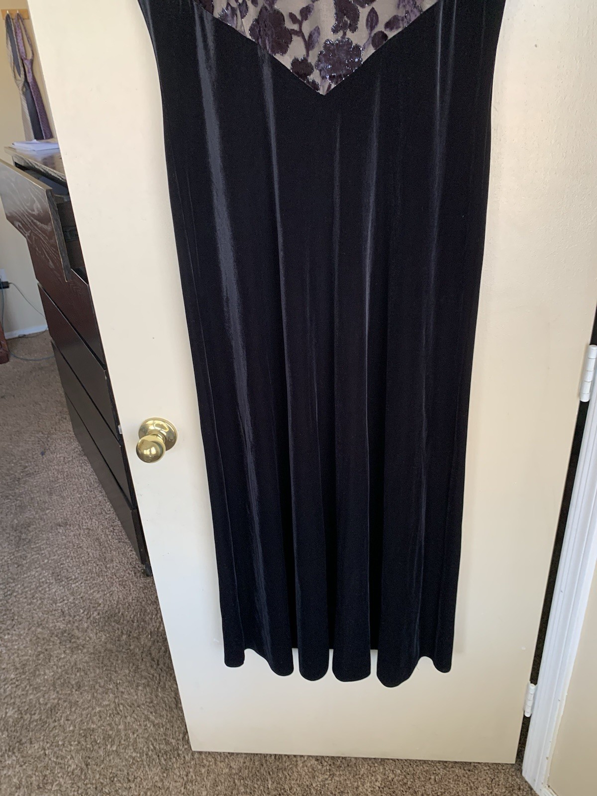 Jeffrey & Dara Evenings Maxi Dress Velvet Burnout Vtg Party Holiday Elegant 16T