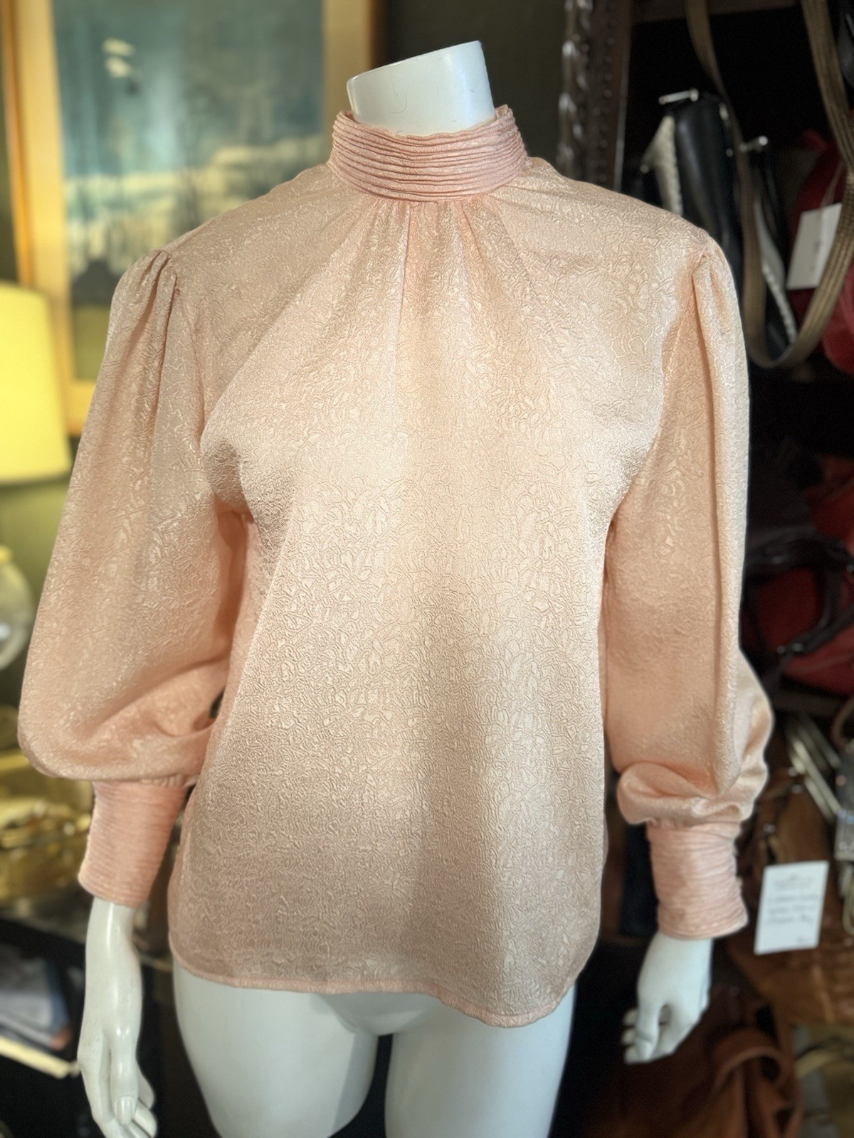 Balenciaga Paris Vintage Blouse Size 6 Circa 1980s Peachy Pink