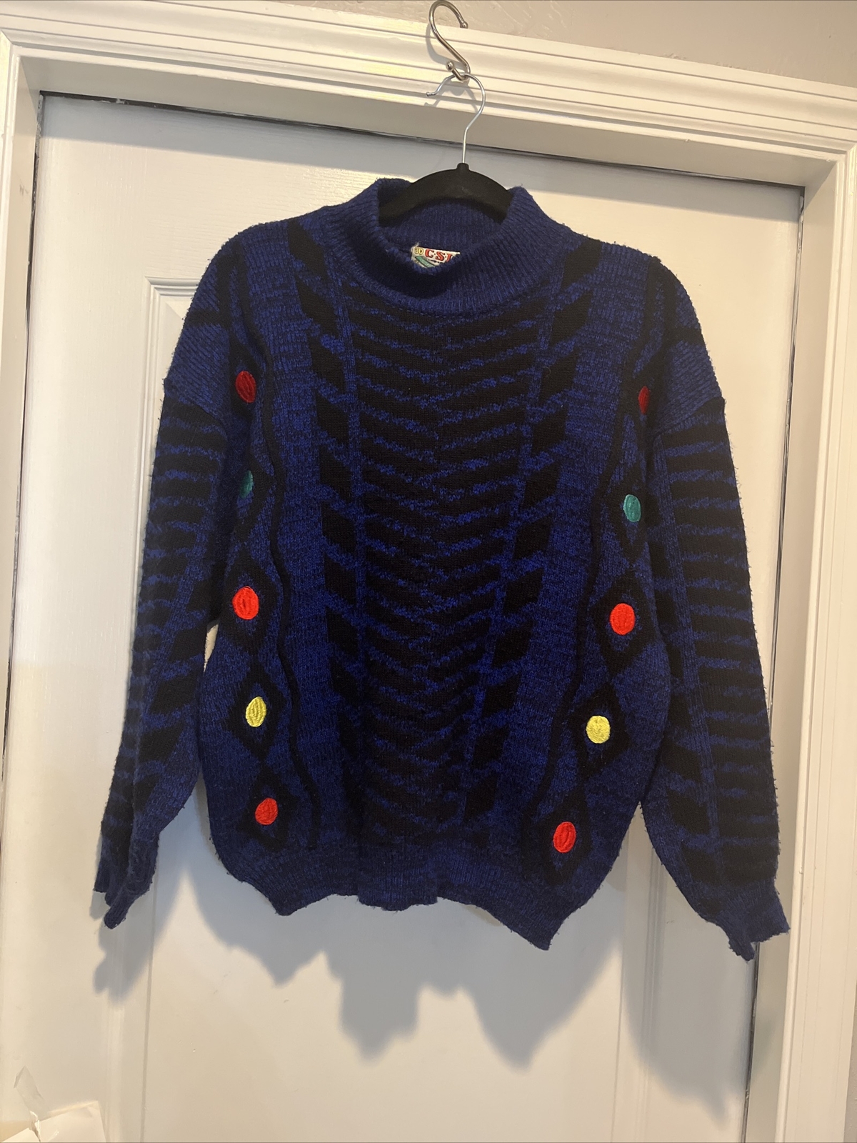Cherry Stix LTD Vintage 80’s Blue & Black Sweater Size M